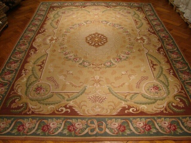 12x17 Tuscan Needlepoint wool 17th-century Aubusson French Handmade rug 5736