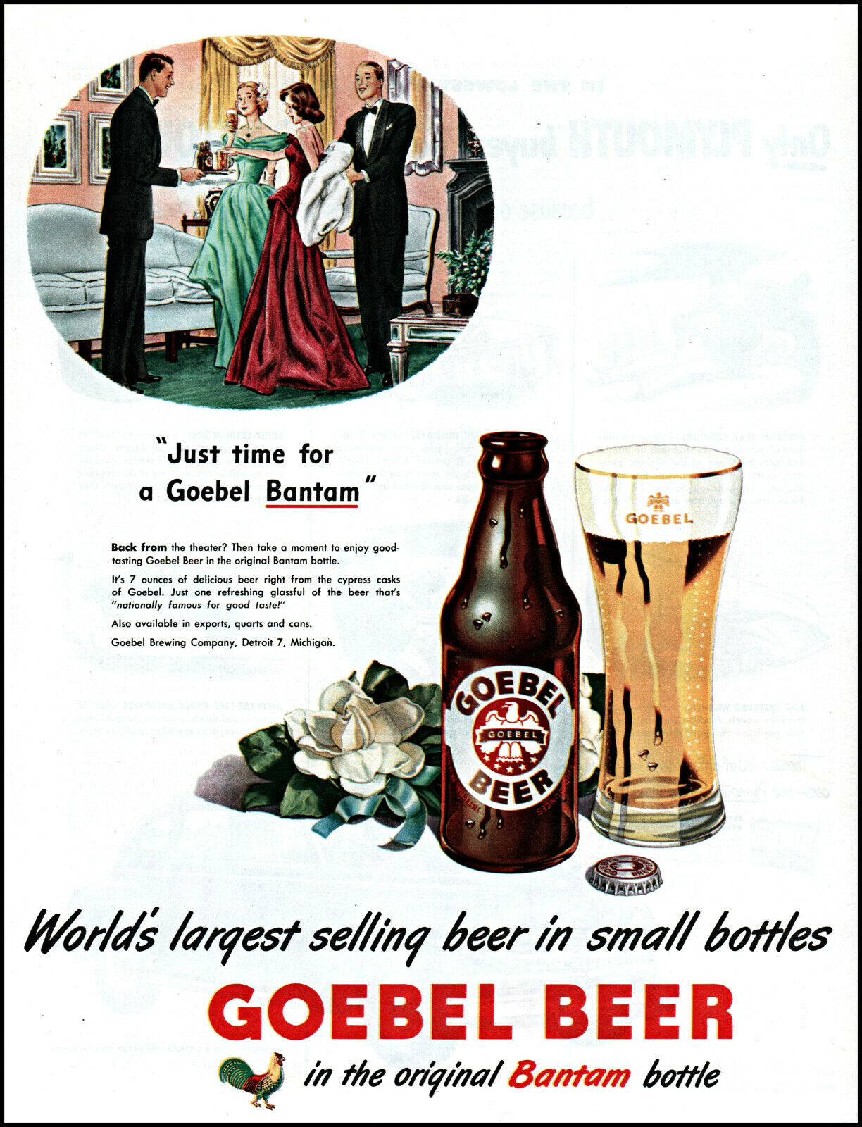 1948 Goebel Beer Bantam Bottle Detroit Couples social vintage art print ad L49