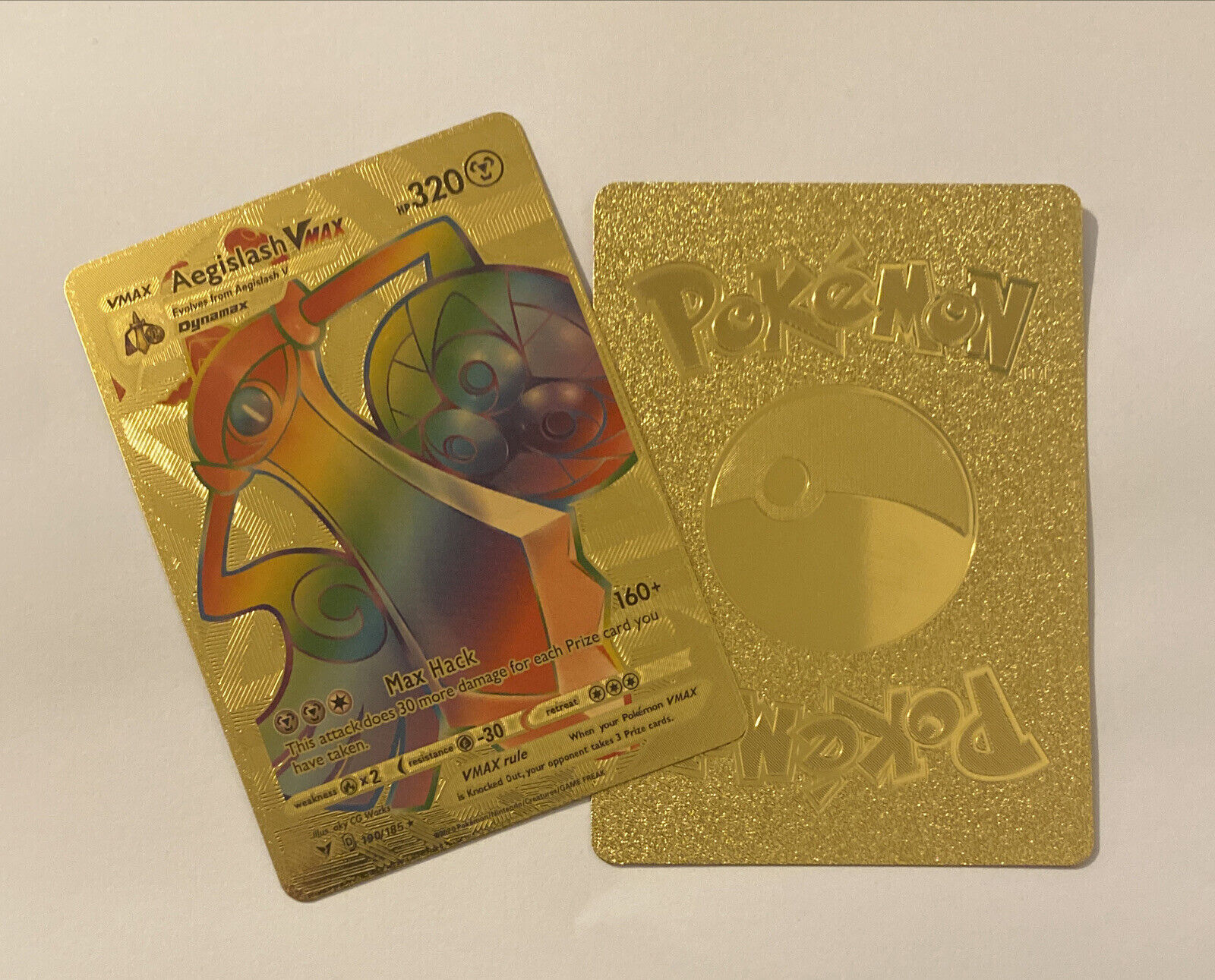 Aegislash VMAX Rainbow Golden Card Gold Custom Card