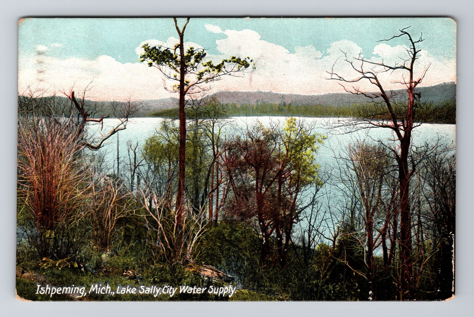 Ishpeming MI-Michigan, Lake Sally, City Water Supply, Vintage Postcard