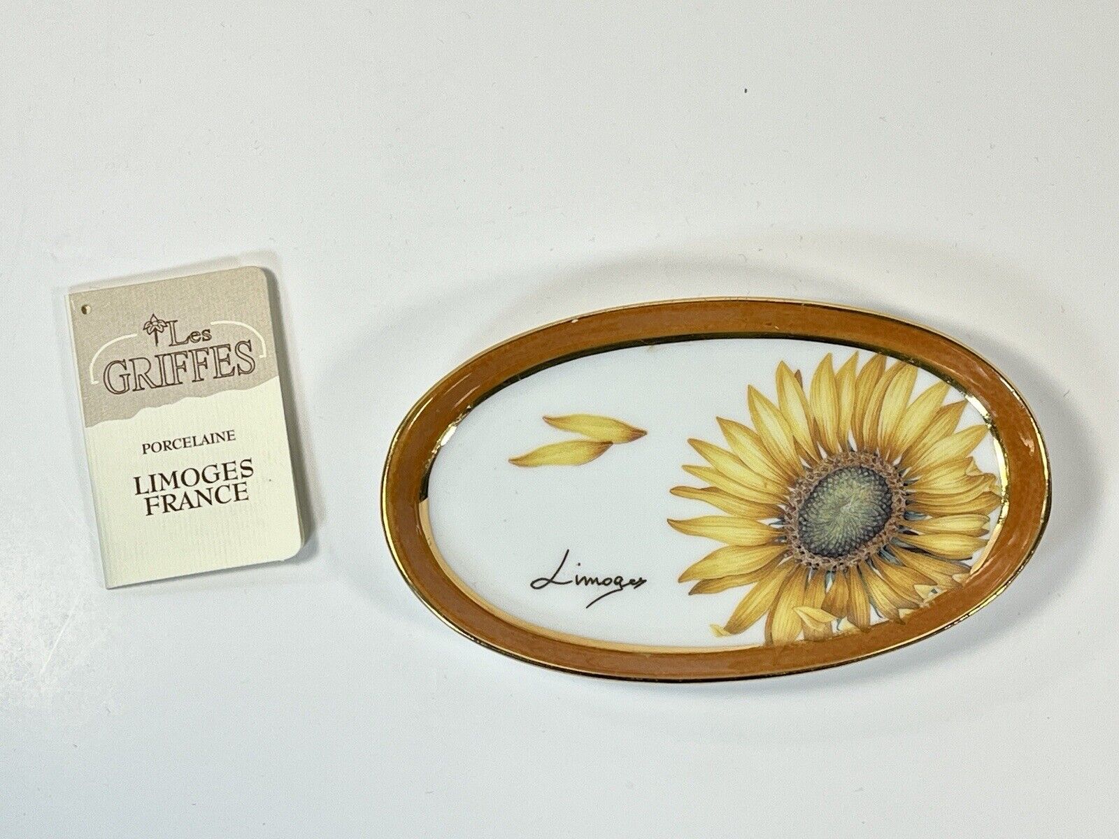 Vintage Limoges Porcelain Dish - Mini Sunflower Decor w Orig. Box - France