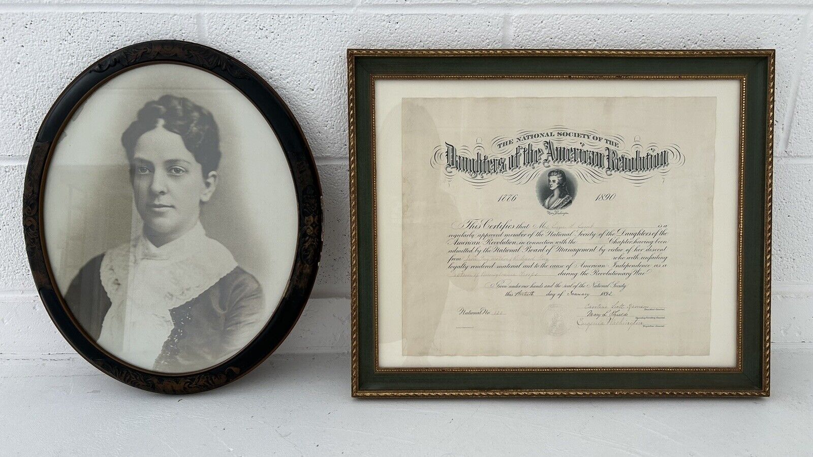WIFE of DR DANIEL SMITH LAMB Daughters American Revolution DAR Certificate 1892