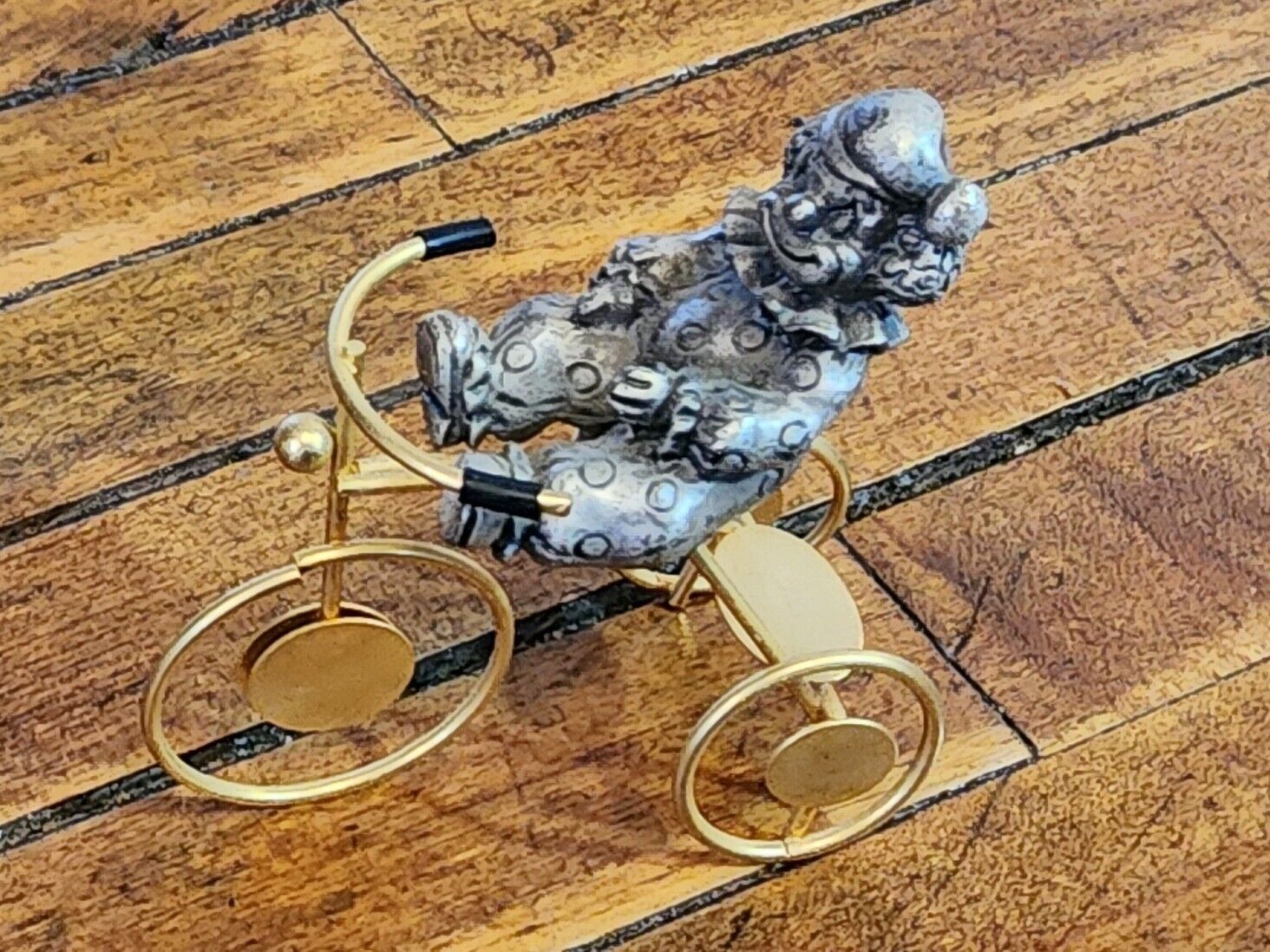 Vintage George Good Pewter Clown Riding On Tricycle Figurine 3.5 Inch Tall