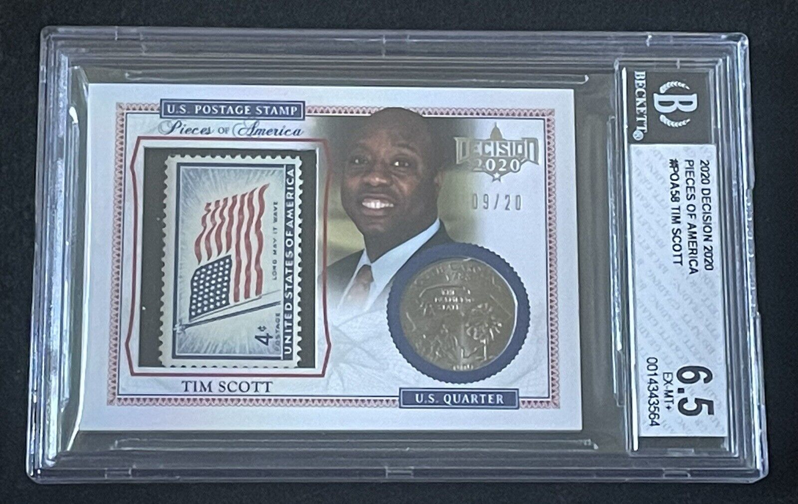 TIM SCOTT RARE 2020 Decision Pieces of AMERICA US FLAG Stamp Graded BGS 6.5