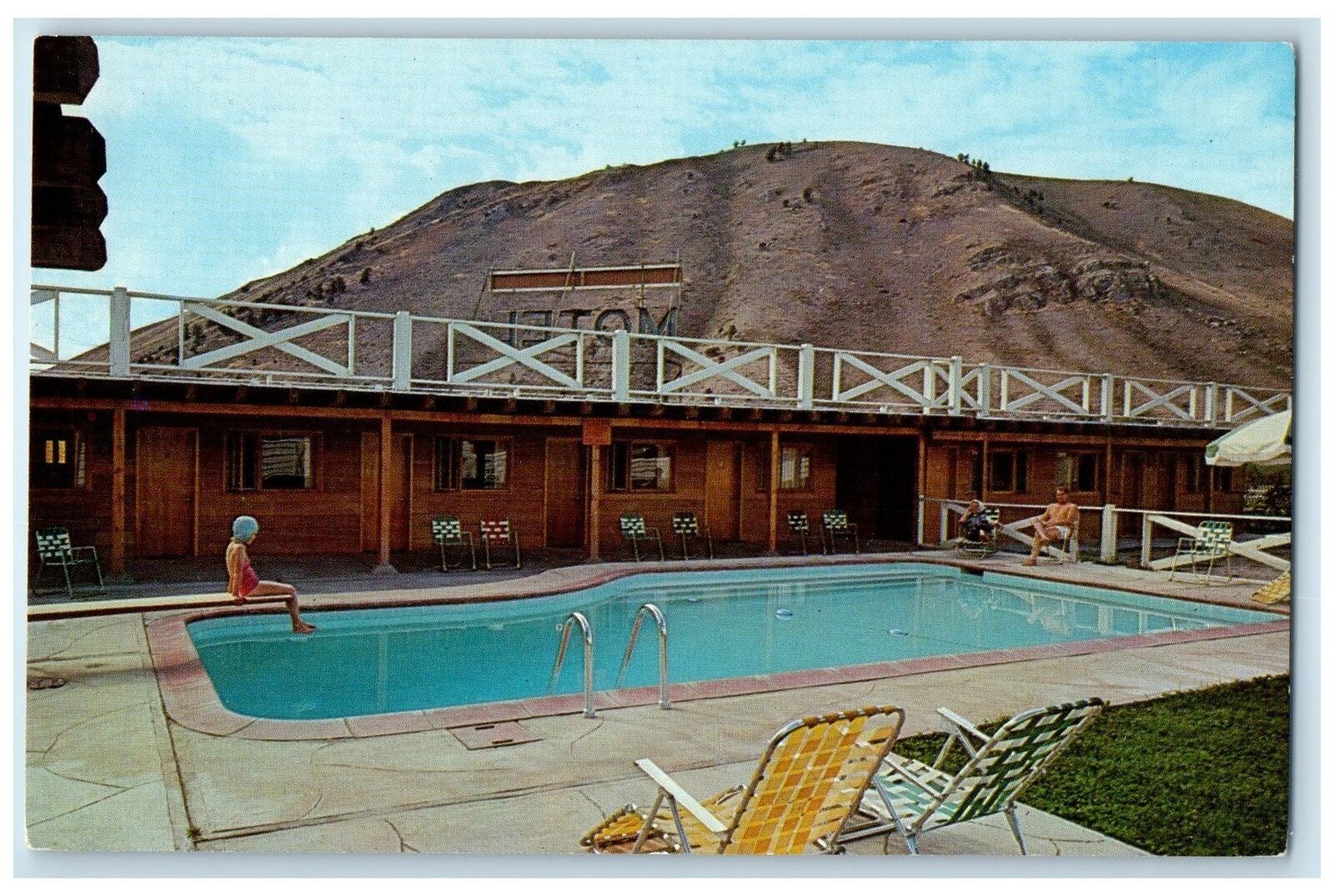 c1960\'s Pony Express Motel Swimming Pool Jackson Wyoming WY Unposted Postcard