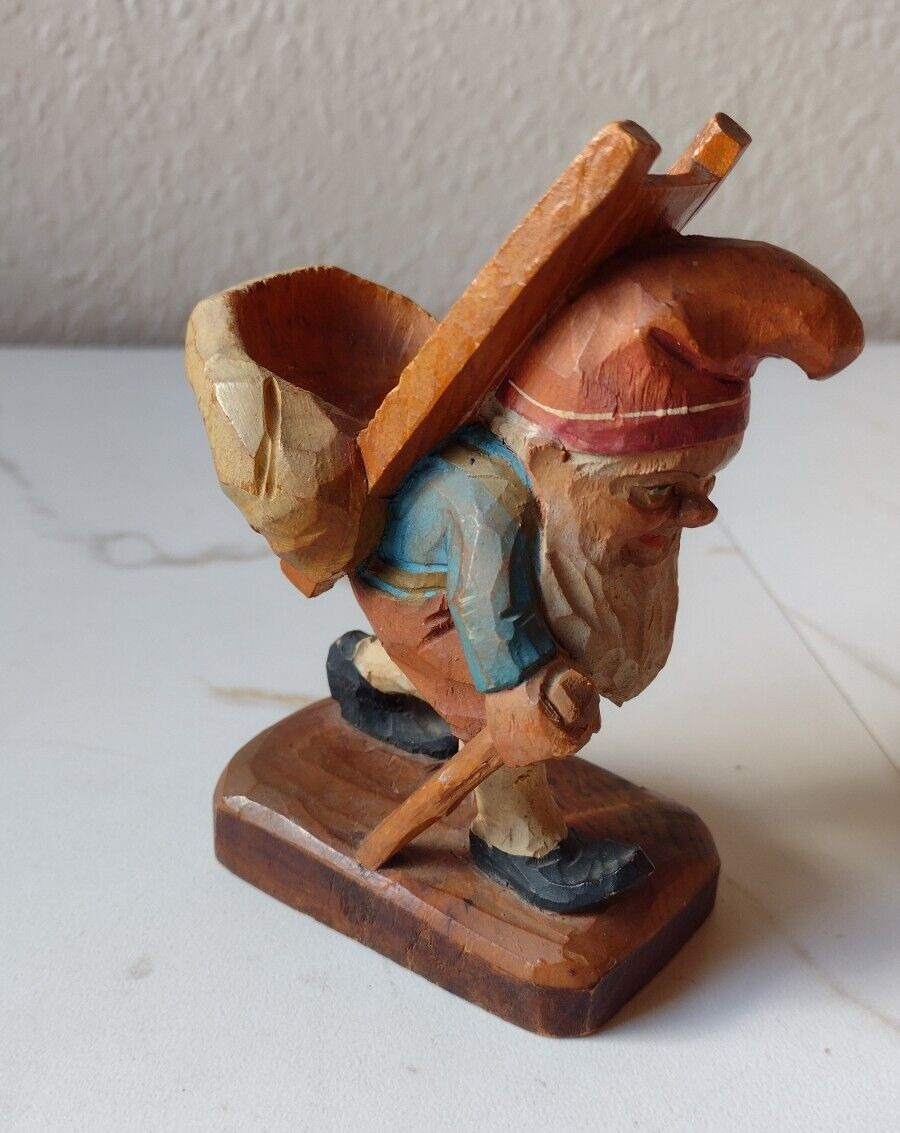 ANRI Wood Carved Gnome Pipe Holder, Vintage Pipe Holder