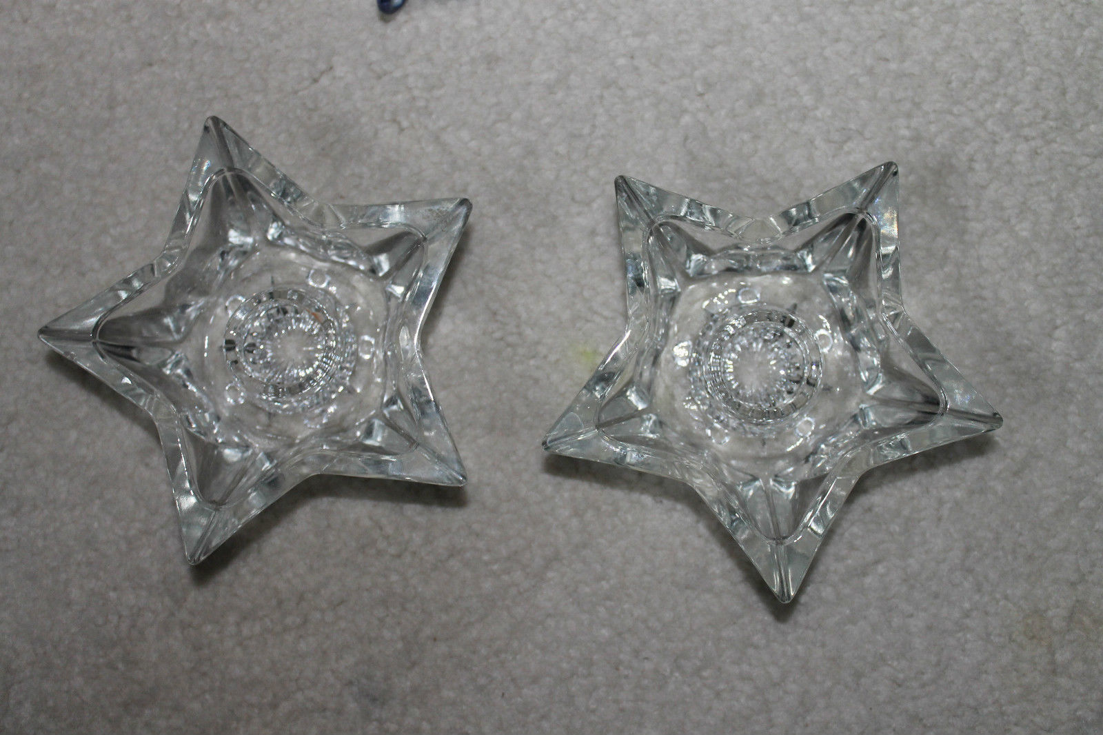 Pair of Vintage pentagram glass candle holders - 1-1/2”H x 4-1/2\