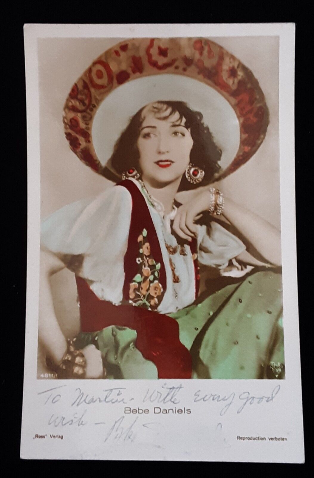 Postcard Bebe Daniels Autograph Hand Tint Silent Movie Star Actress 1920s Verlag