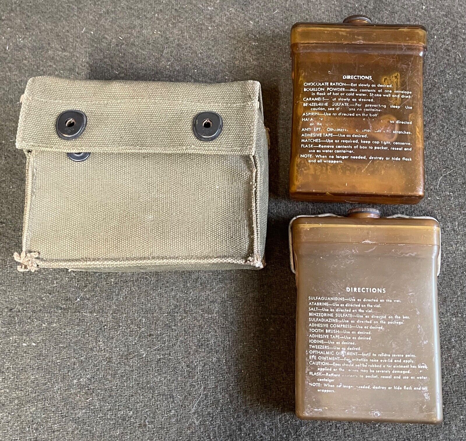 WW2 USAAF  E-17 SURVIVAL KIT POUCH AND FLASKS