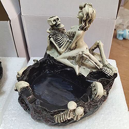 Halloween skull ashtray, resin craft skull creative skull sexy man ashtray ho...