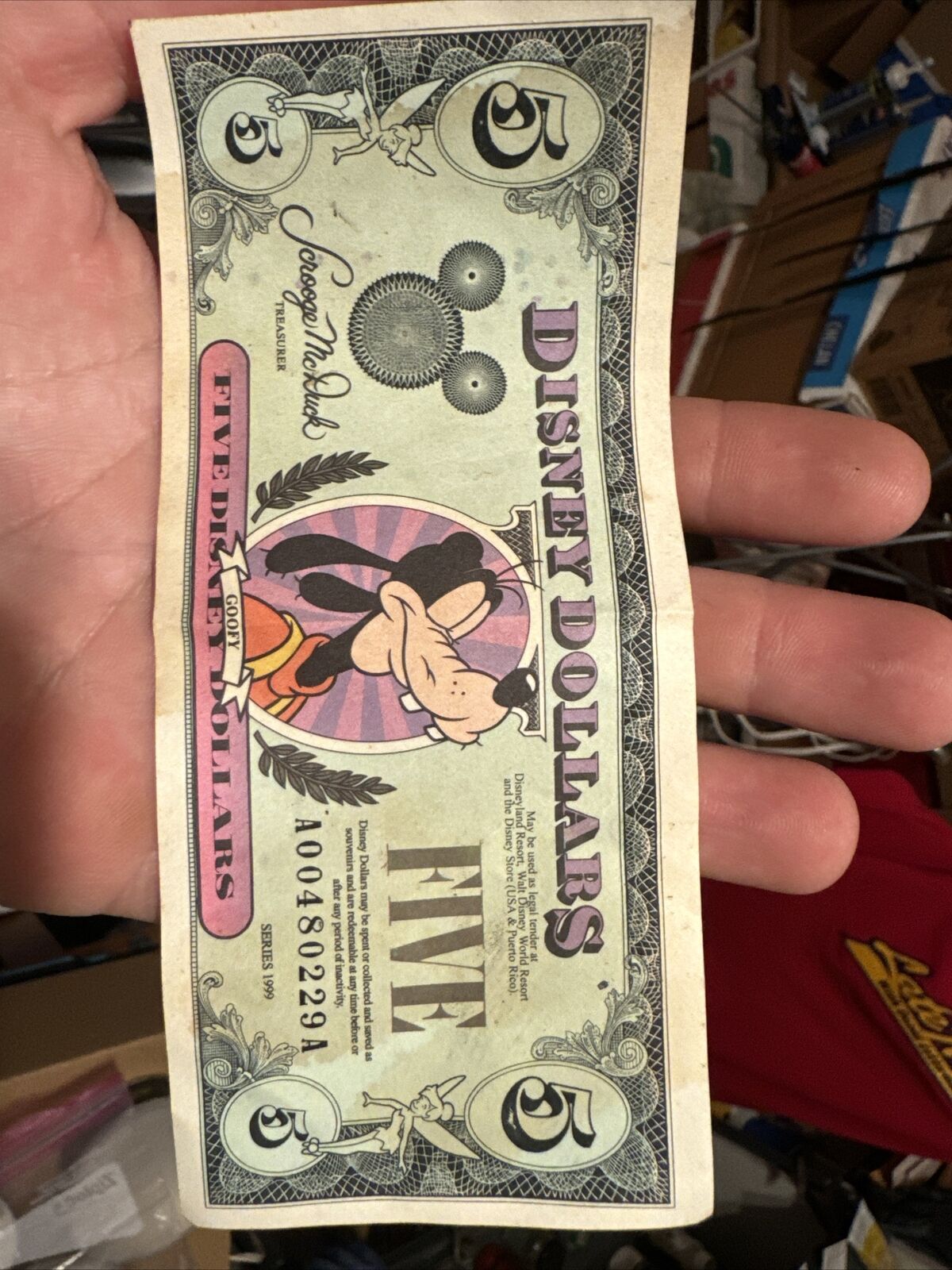 Disney Dollars $5 Goofy Fair Condition