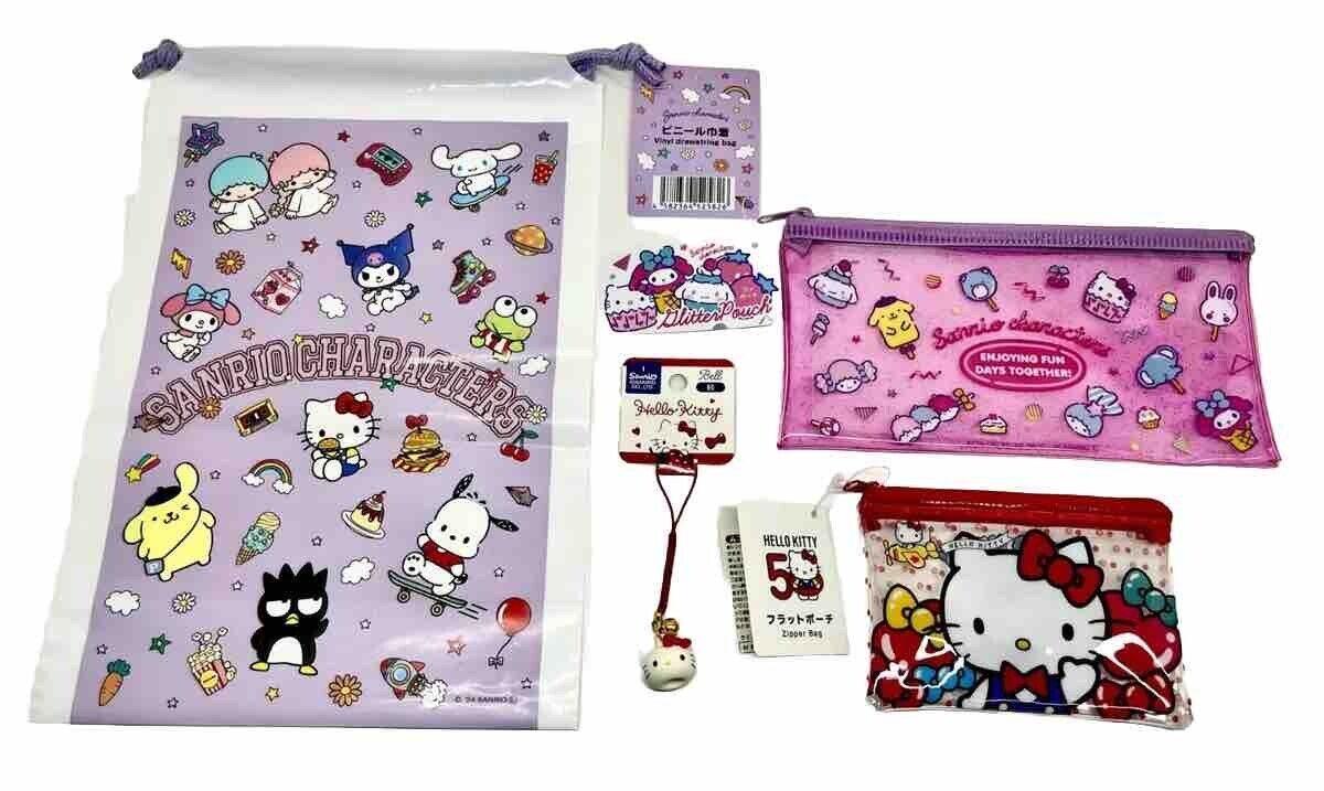 Sanrio Hello kitty  Bell Plastic bag Pouch Zipper bag set of 4  Daiso from Japan