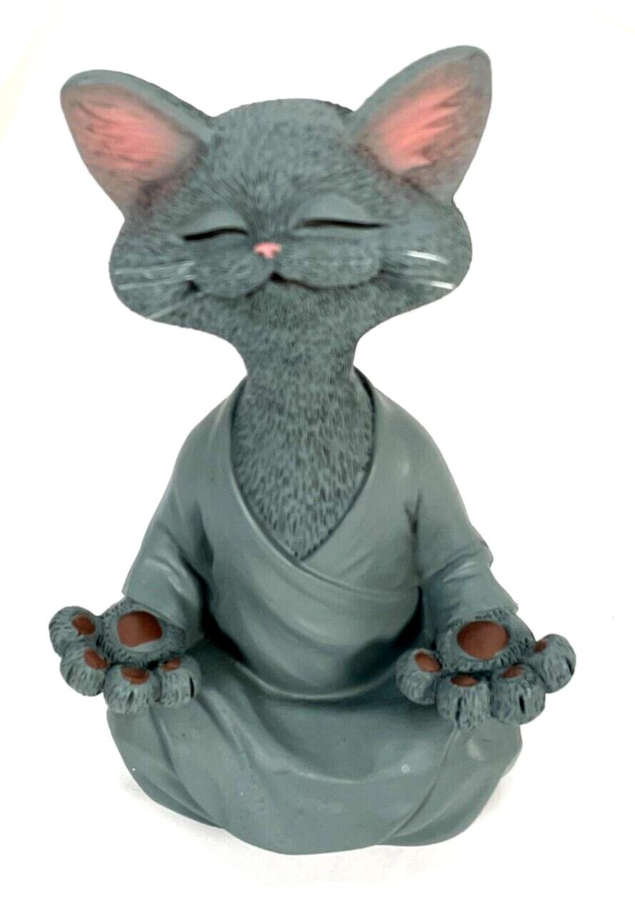 Whimsical Meditation Gray Buddha Cat Figurine JFSM 2020 Happy Cat Collection 5\