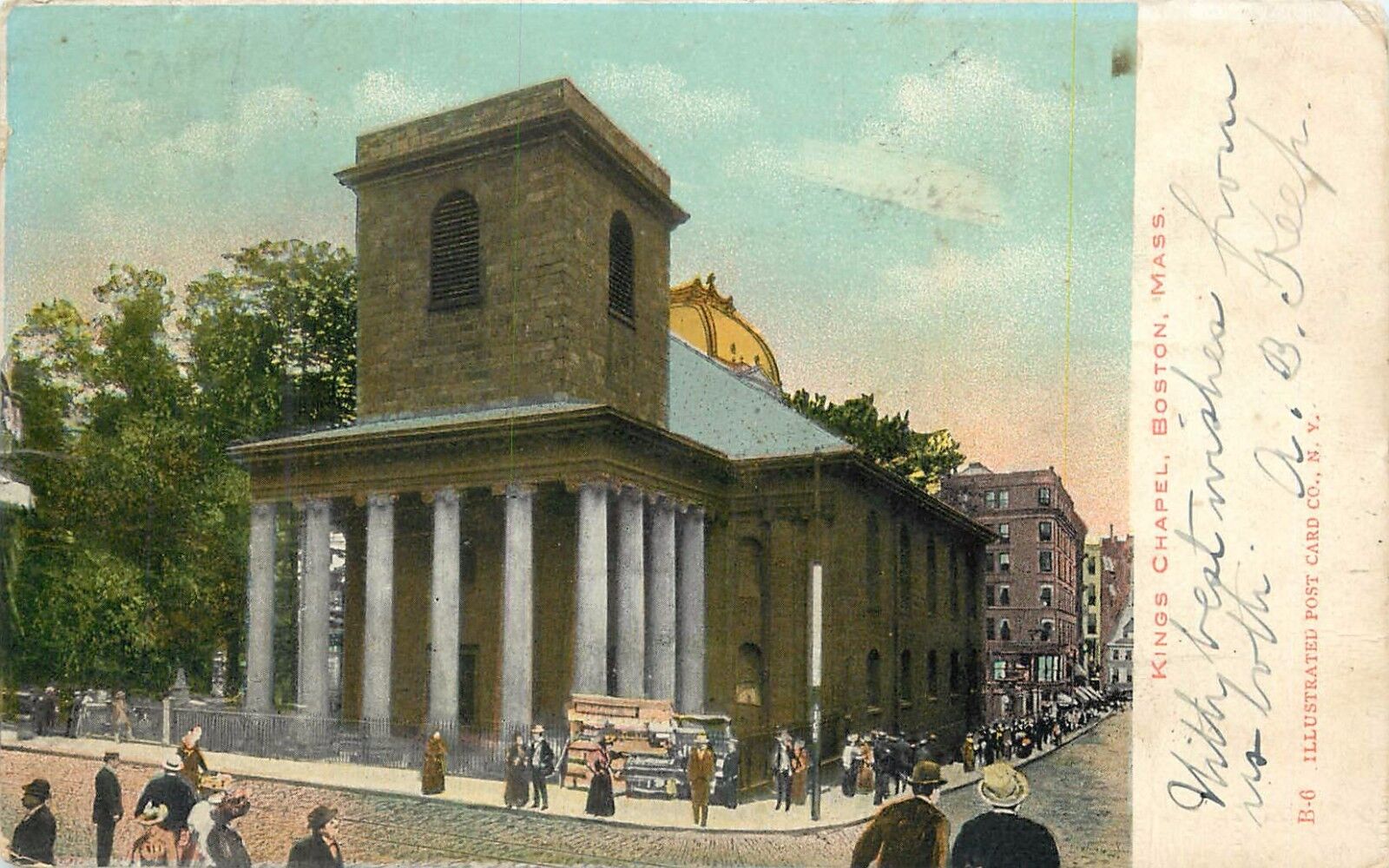 Scolley Square Boston New Herald Office pm 1900s  Massachusetts Postcard