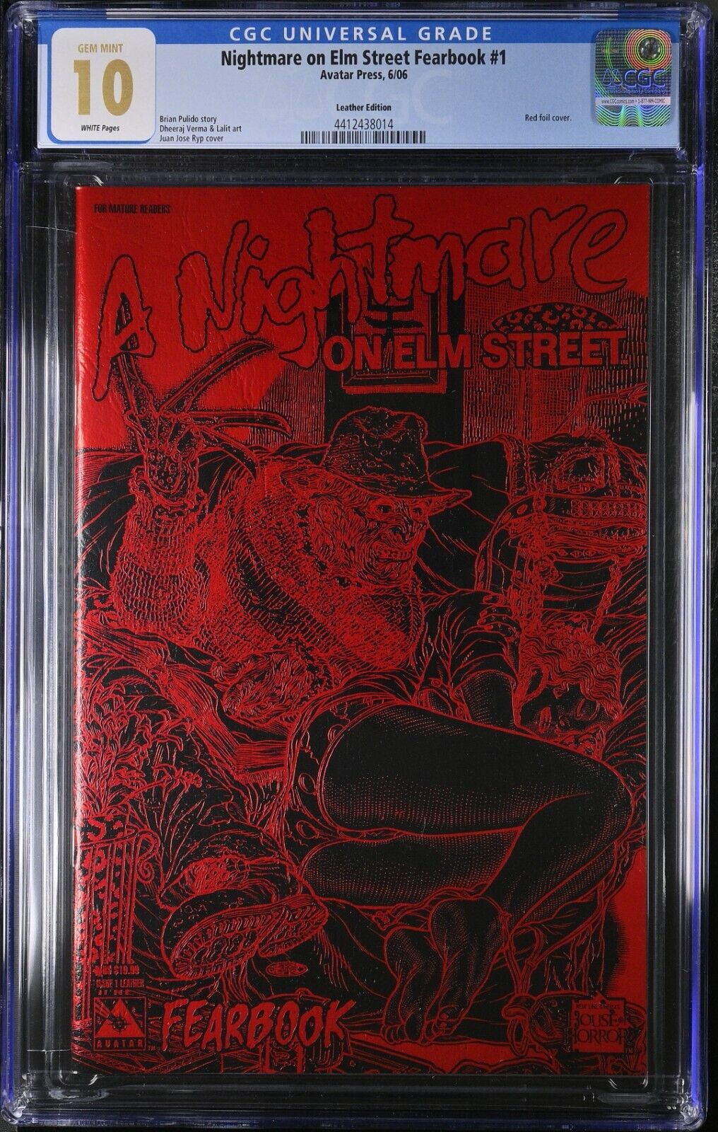 CGC 10 GEM A NIGHTMARE ON ELM STREET FEARBOOK #1 RED FOIL LEATHER COVER ONLY 1