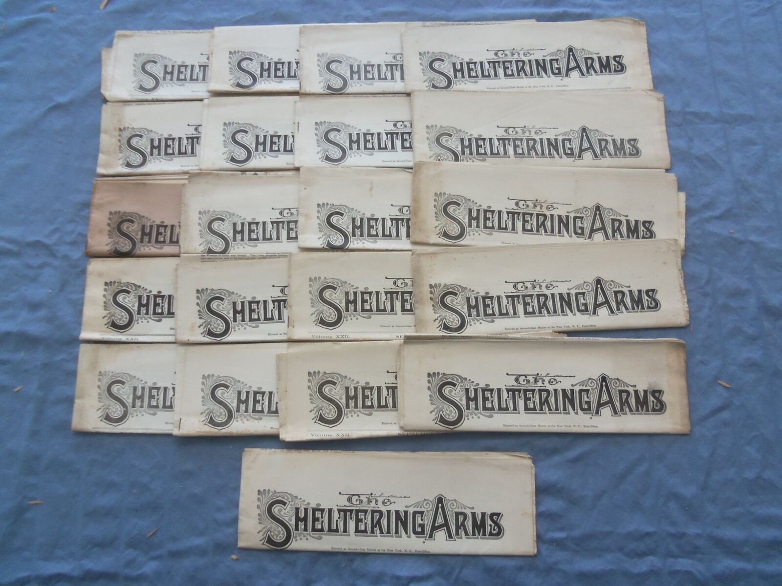 1889 THE SHELTERING ARMS NEWSPAPER - LOT OF 21 - #S 22-42 - NP 8424