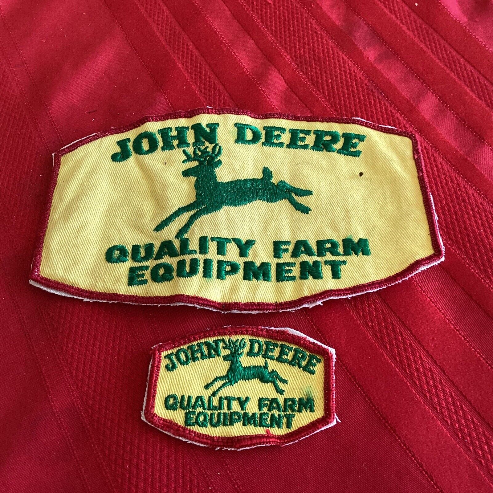 2 Antique John Deere Farm Equipment Patches 3” & 7 1/2”