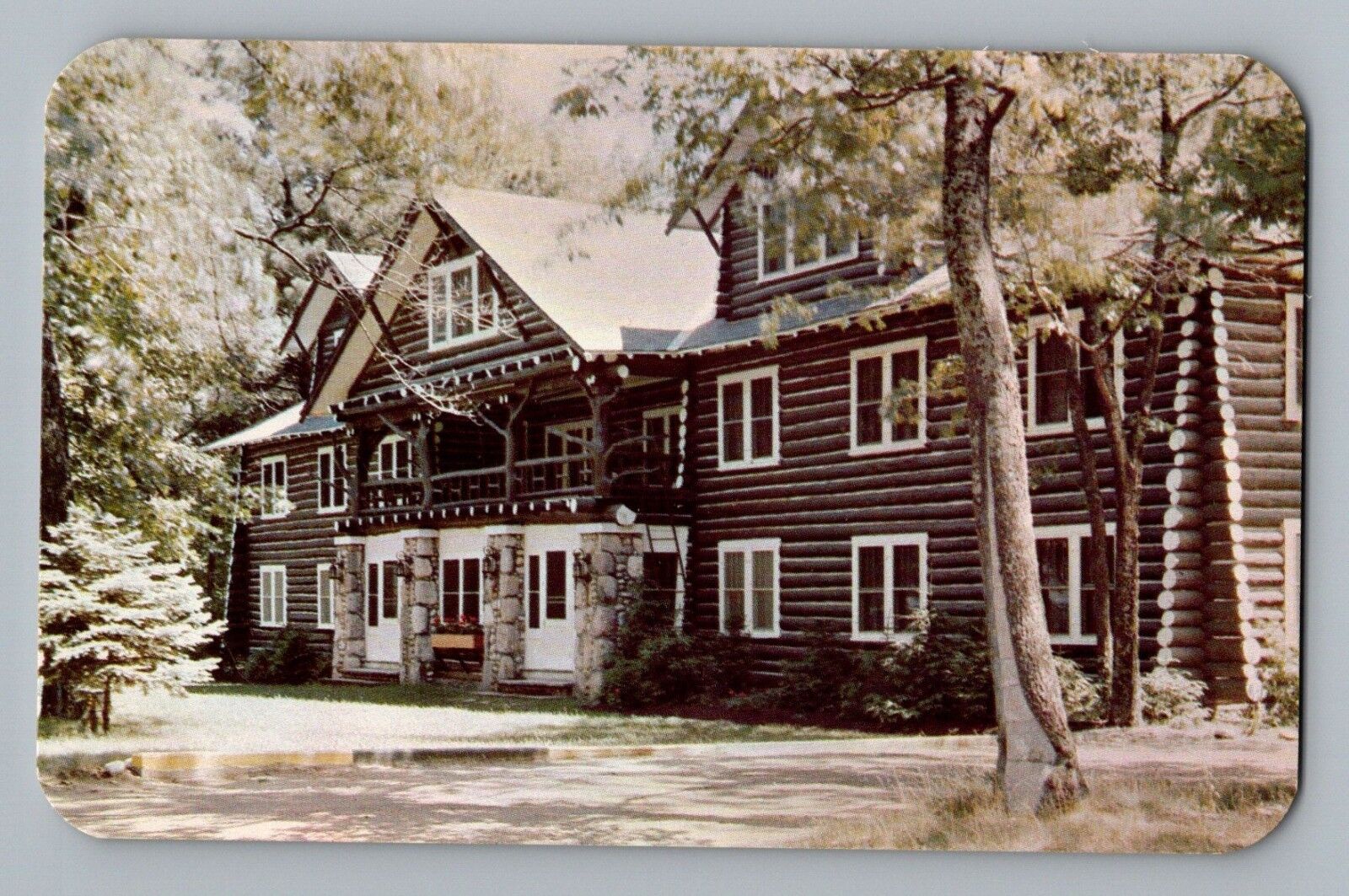 Houghton Lake Michigan MI Johnson\'s Rustic Resort The Inn Postcard 1950s 