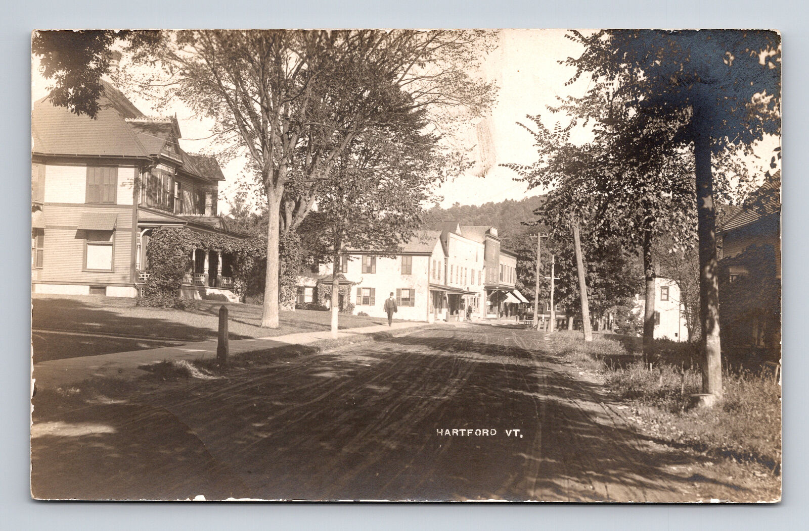 RPPC Street View Homes Stores People Hartford Vermont VT Real Photo Postcard