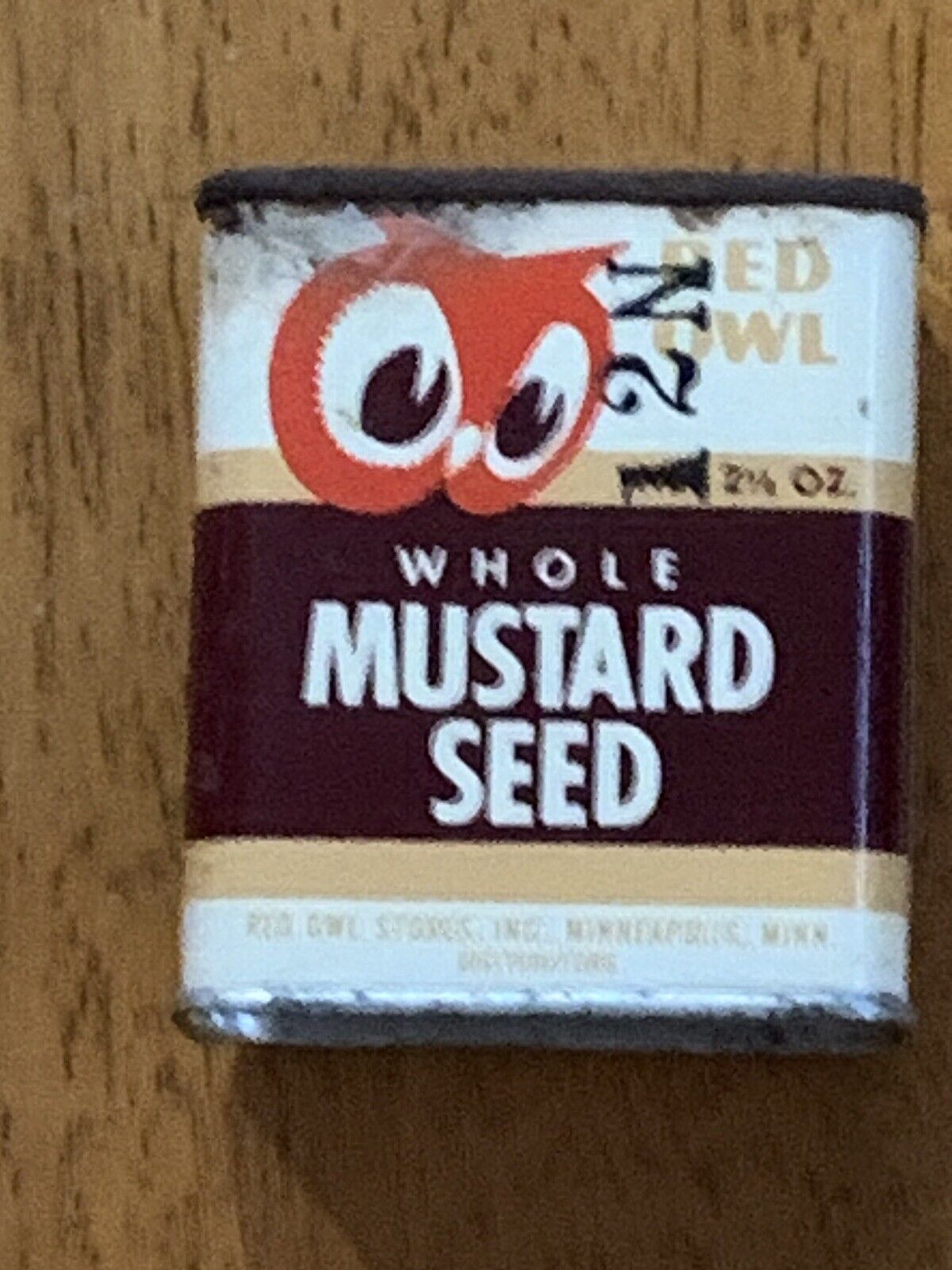 Vintage Red Owl Stores Whole MUSTARD SEED tin grocery store empty 2 1/2 oz