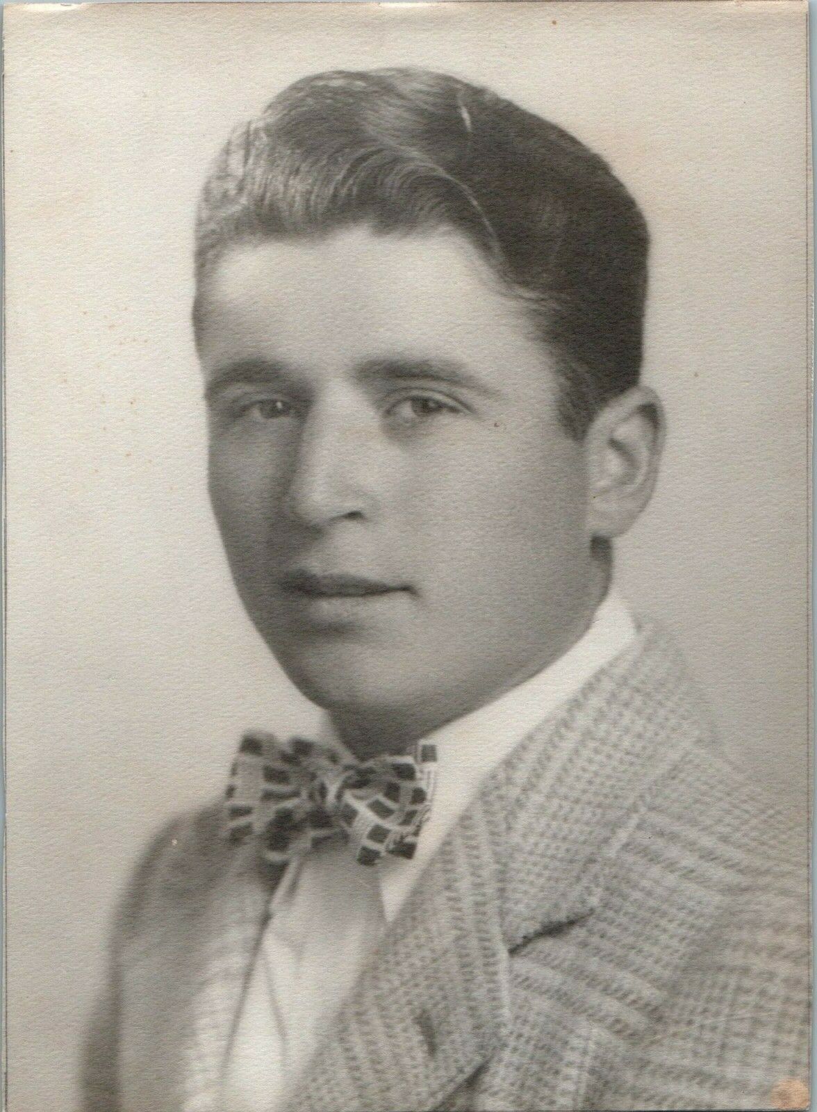 Vintage Portrait Photo Handsome Young Man Bow Tie Eddie Pedrizzeti