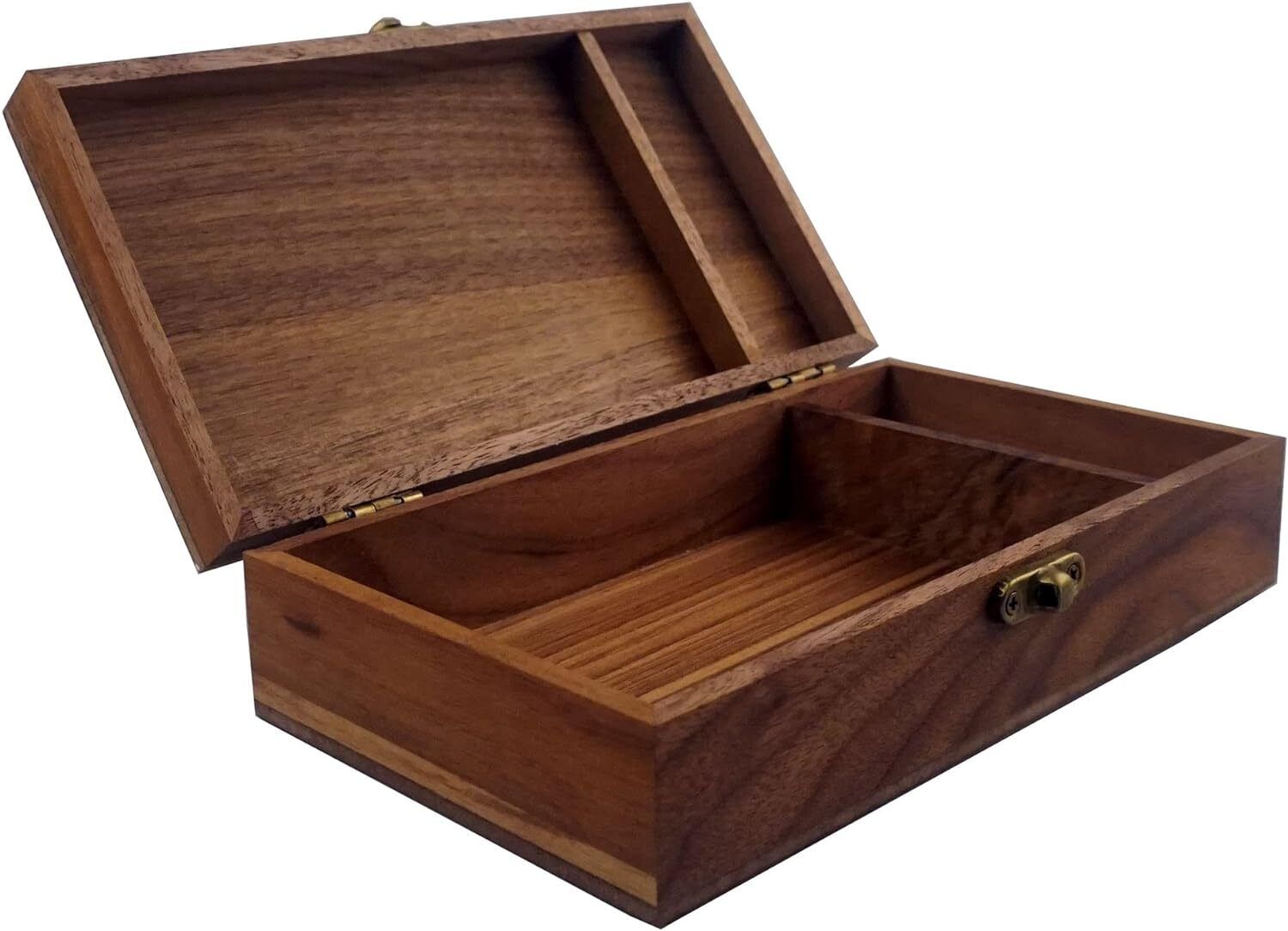 Walnut Handmade Walnut Partition Wooden Box for Keepsakes, Photos, Jewelry Ring 
