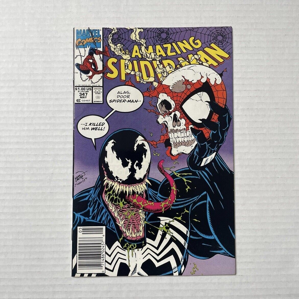 Amazing Spider-Man #347 (1991) Newsstand Classic Erik Larsen Venom Cover