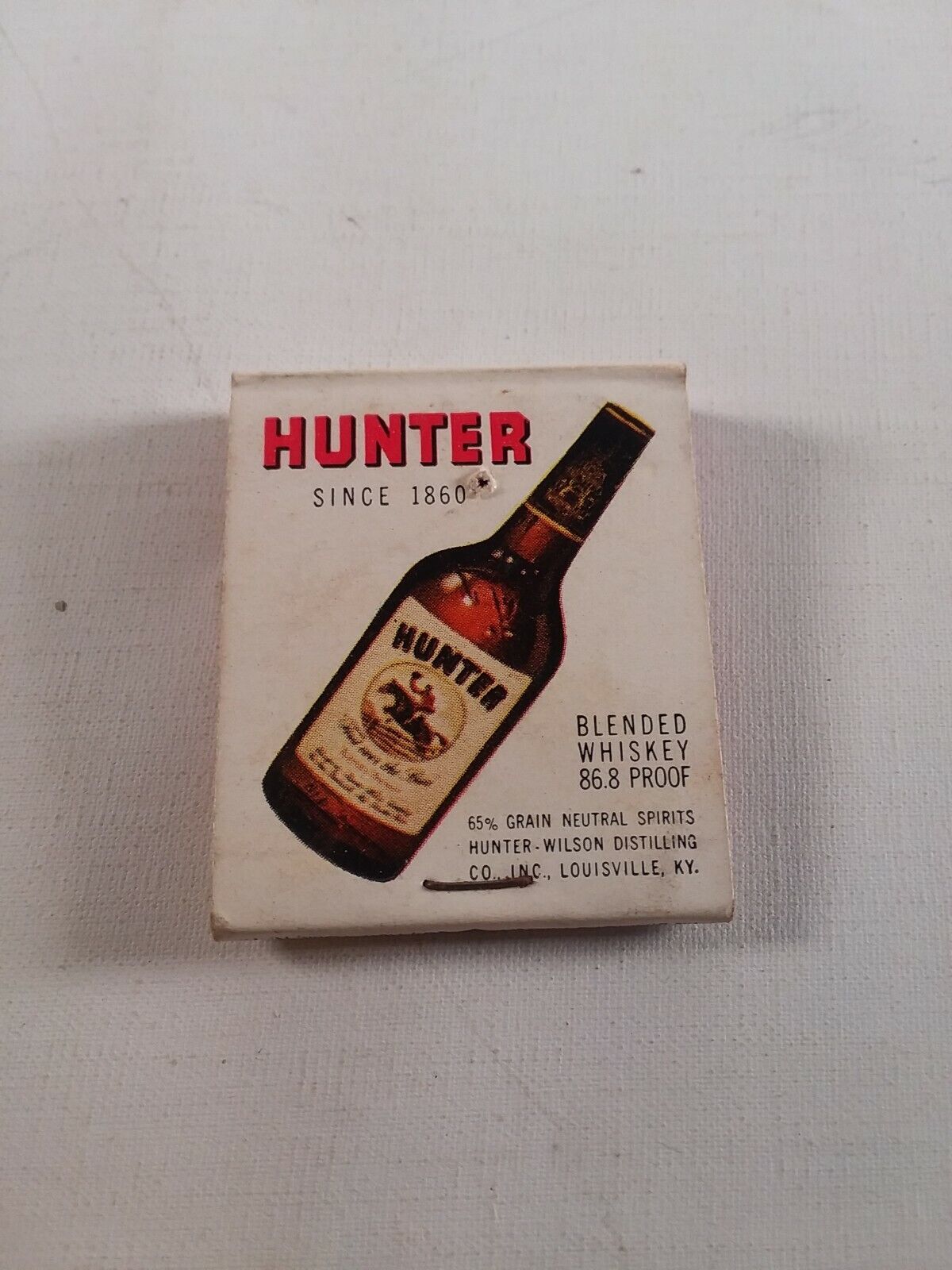 Vtg hunter whiskey matchbook 