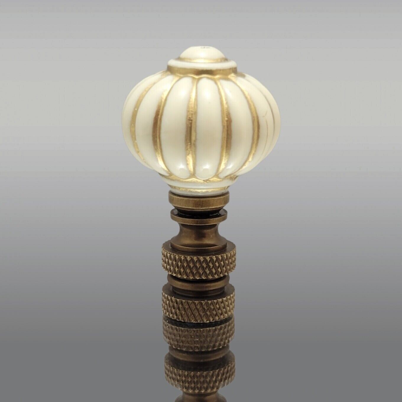 Ivory/Gold, Acrylic, Lenox Style Lamp Finials Polished or Antique Brass Bases