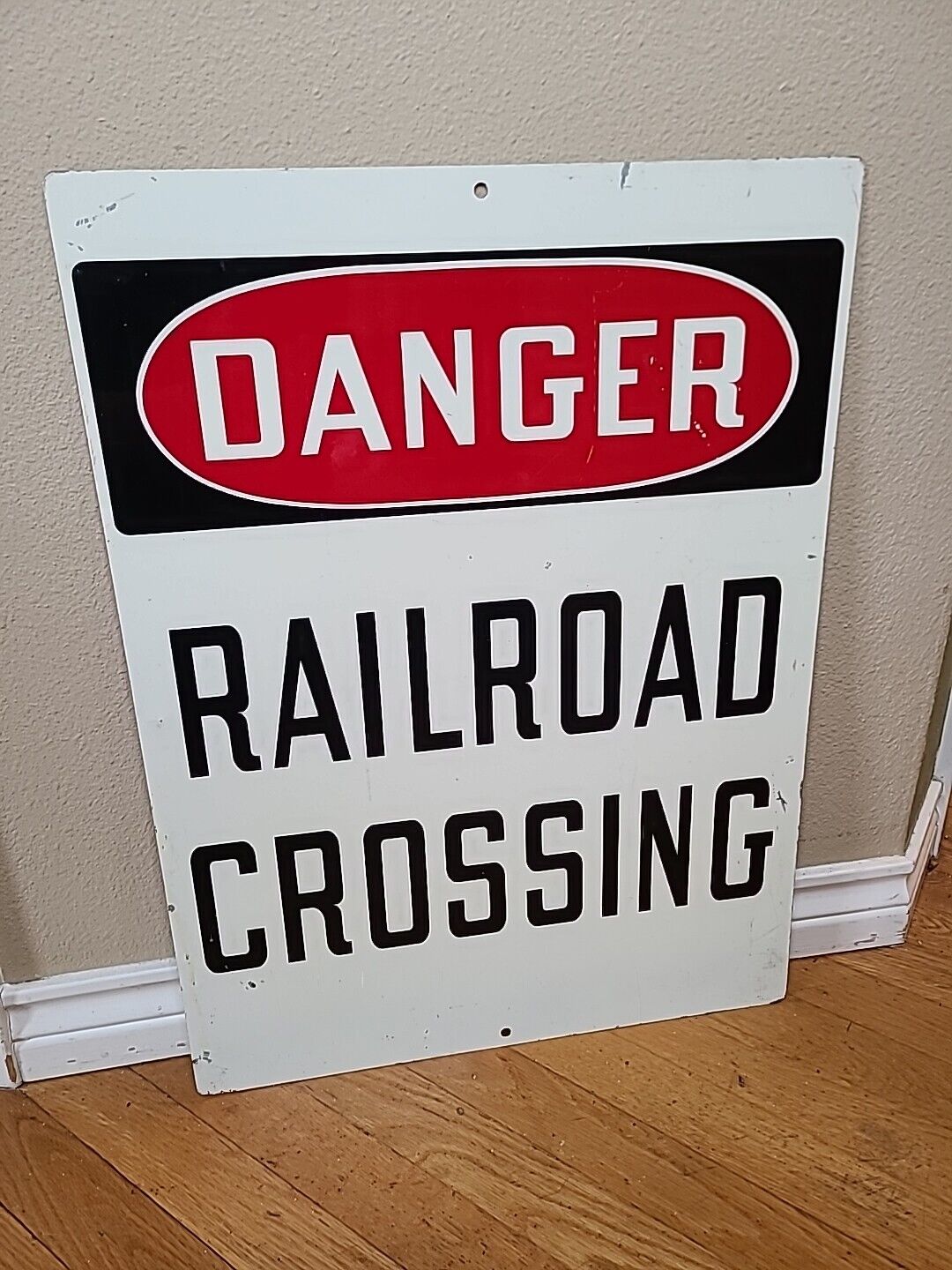 Railroad Porcelain Sign VINTAGE Danger Railroad Crossing SAFETY 18\'\' X 24\'\' EUC