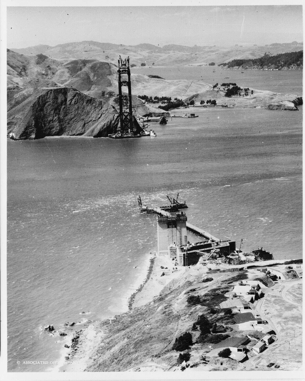 Old 8X10 Photo, 1930's Golden Gate Bridge under construction, San Francisco CA