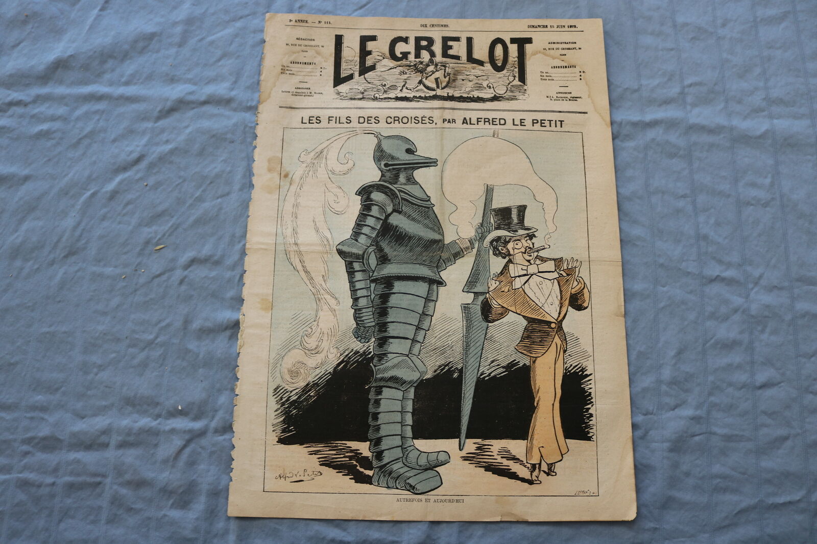 1873 JUNE 15 LE GRELOT NEWSPAPER - LES FILS DES CROISES - FRENCH - NP 8624