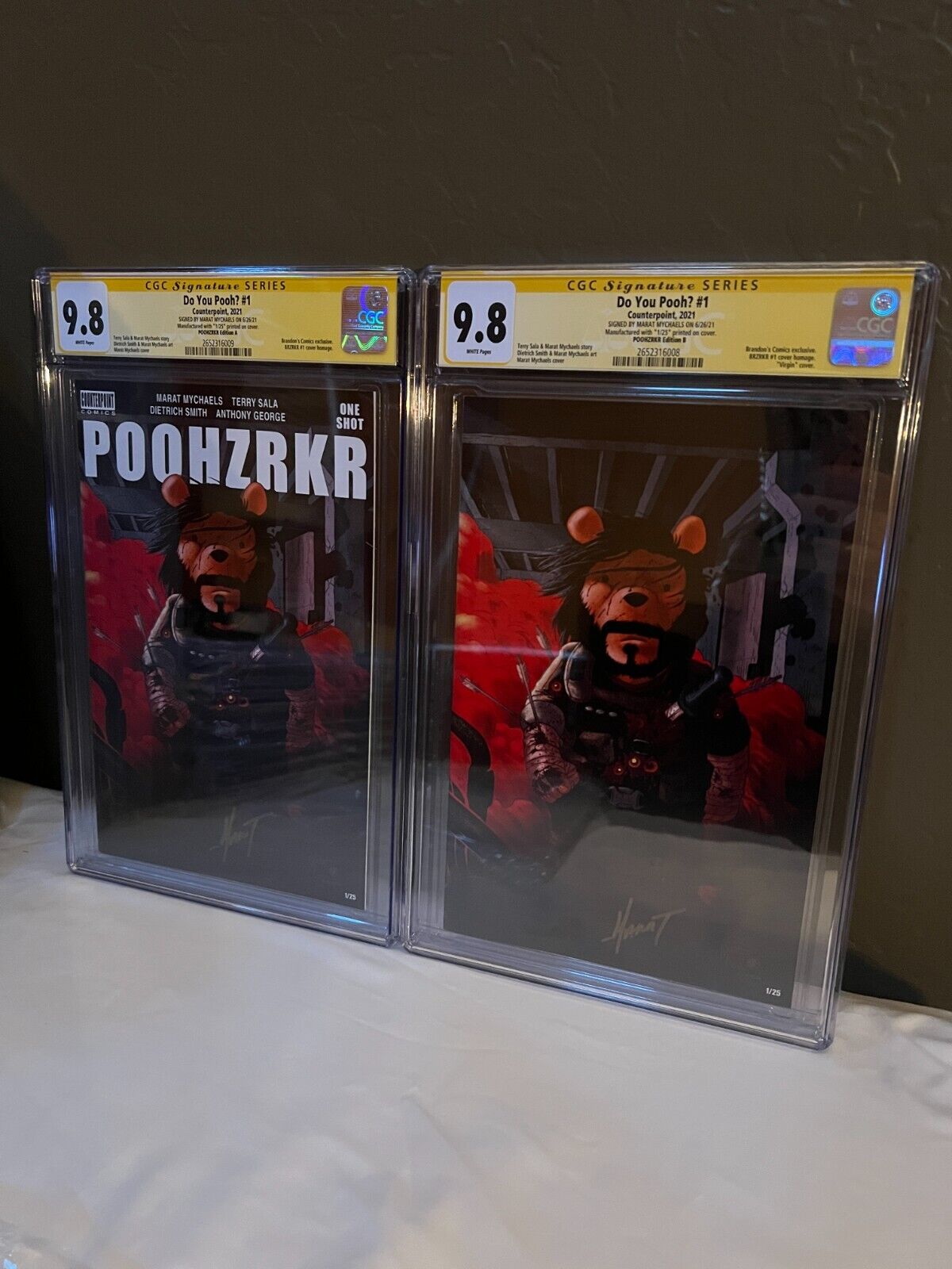 Do You Pooh? Signed CGC 9.8; POOHZRKR Edition A+B 1 of 25;BRZRKR #1 cover homage