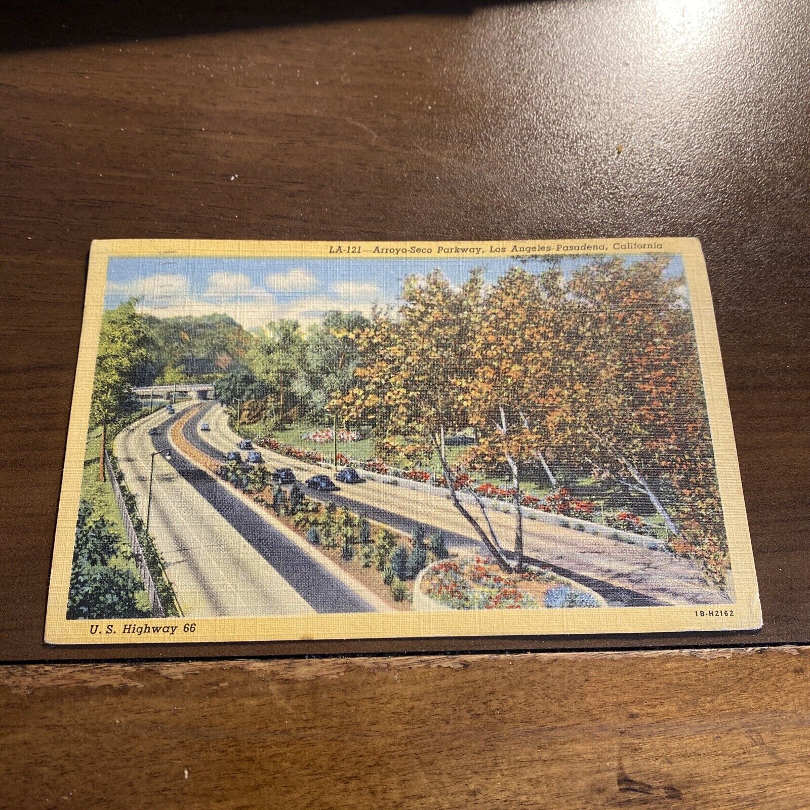 Postcard US Hwy 98 Arroyo-Seco Parkway Los Angeles Pasadena Postmarked 1947