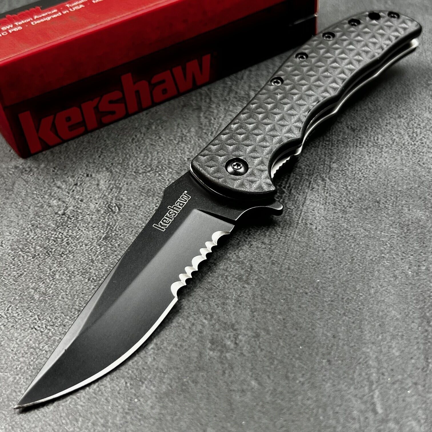 Kershaw Volt II Black Assisted Opening Flipper Blade EDC Folding Pocket Knife