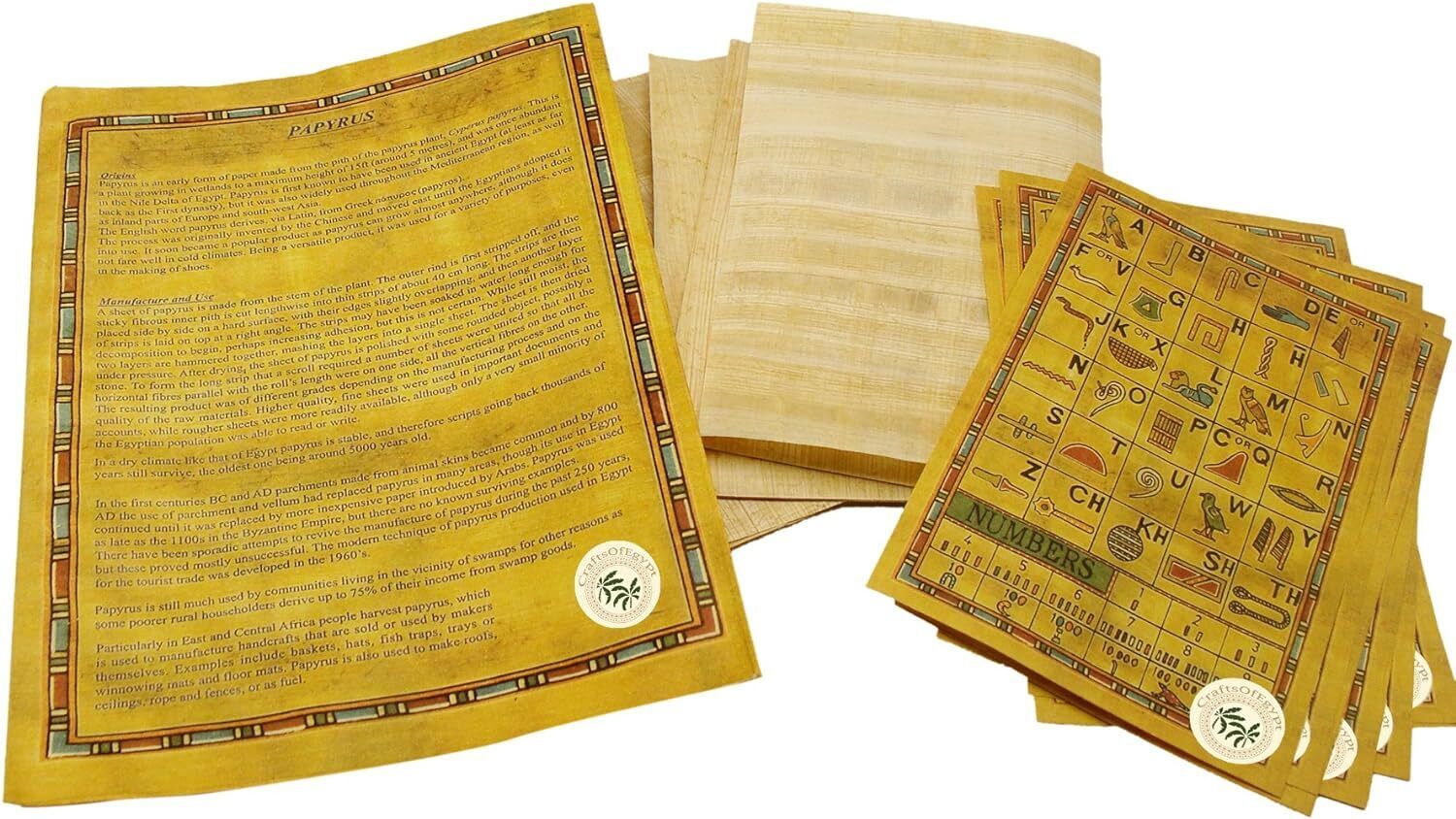 CraftsOfEgypt Set 10 Egyptian Papyrus Paper 4x6 inch (10x15 cm) - Ancient