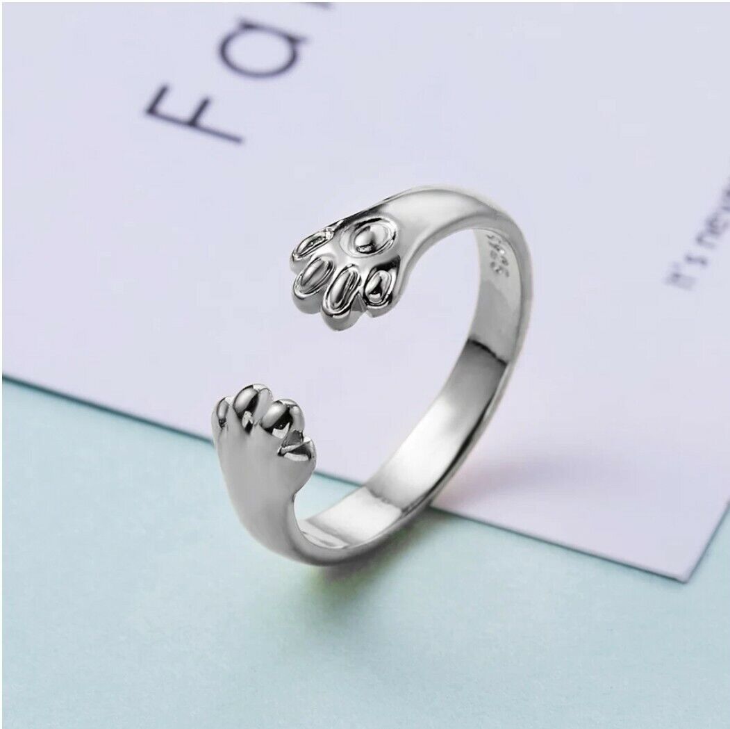 Women\'s Fashion Jewelry Adjustable Ring Paws Silver Color Simple 6-6