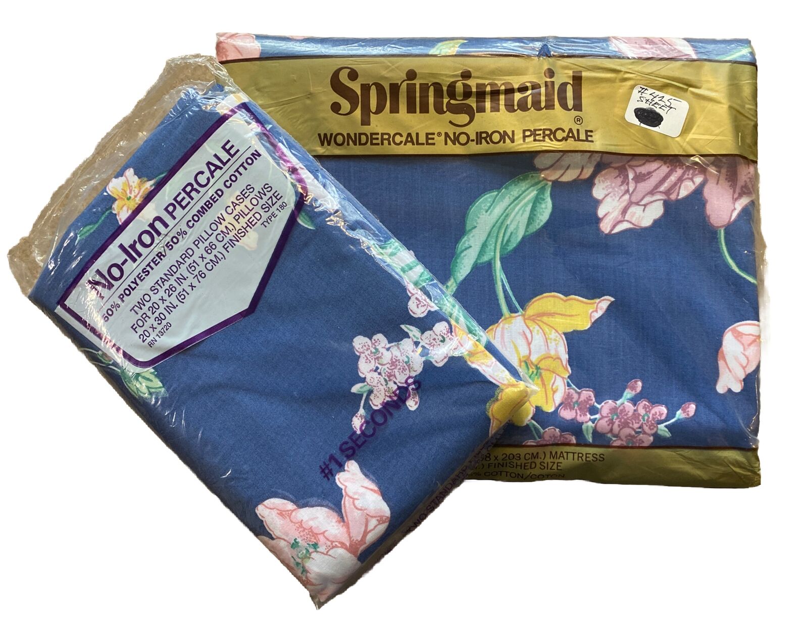 VTG Springmaid CHELSEA PLACE King Flat Sheet 2 Standard Pillowcases Floral READ
