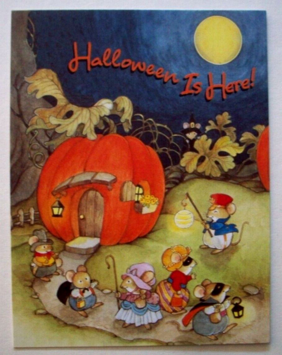 Mice mouse Treat or treat UNUSED vintage Halloween greeting card *FF7