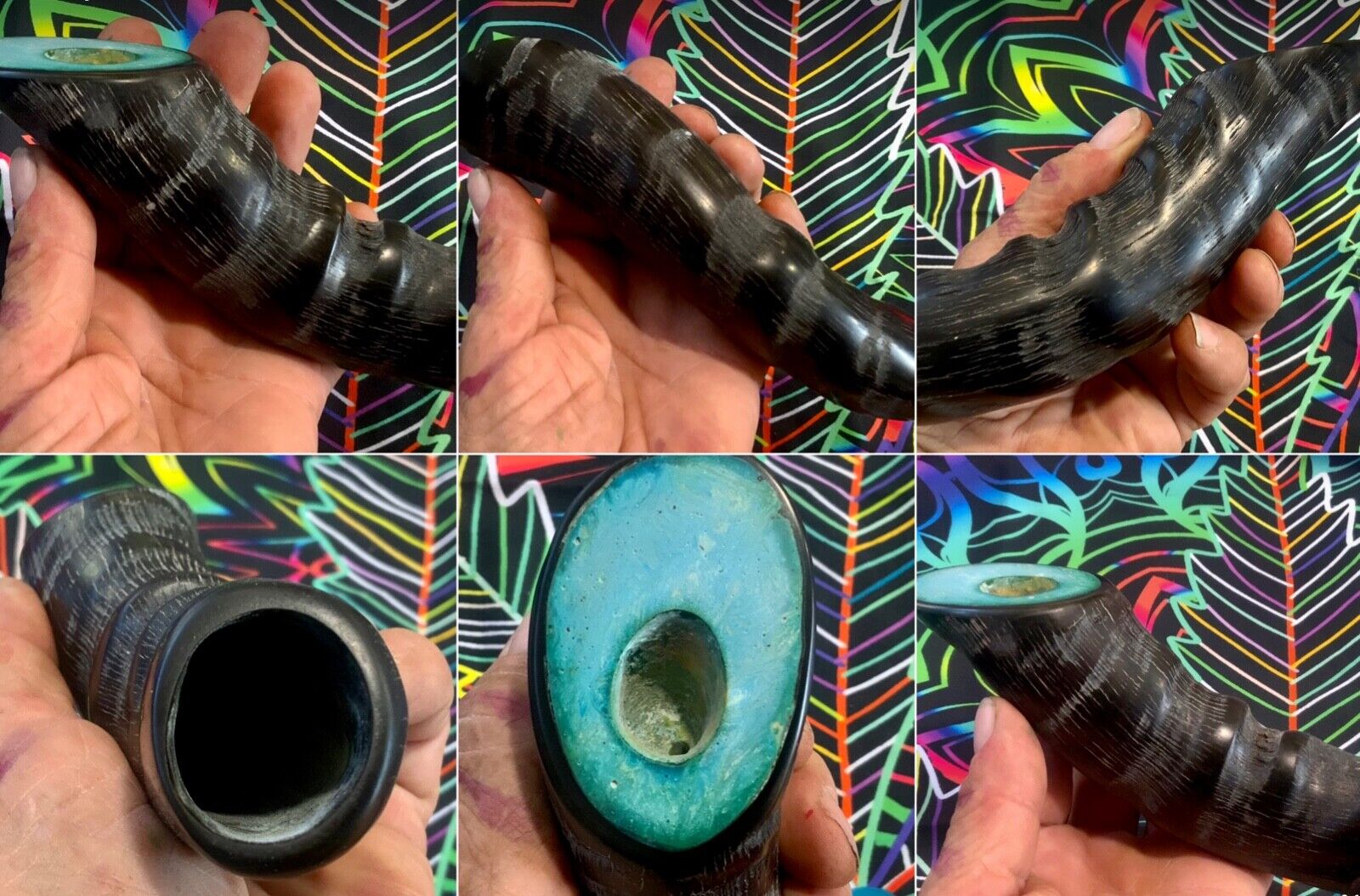 AFR-018 Handcrafted Real African Horn pipe with “Liquid Meerschaum” Bowl