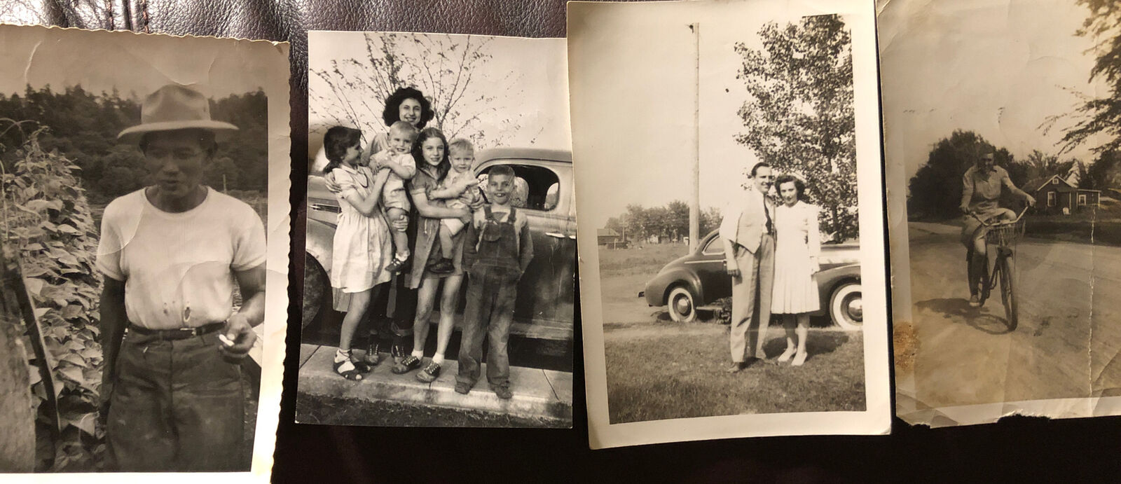 Vintage Black & White photos 1930-1940’s set of 4 Pictures Cars Family Antique