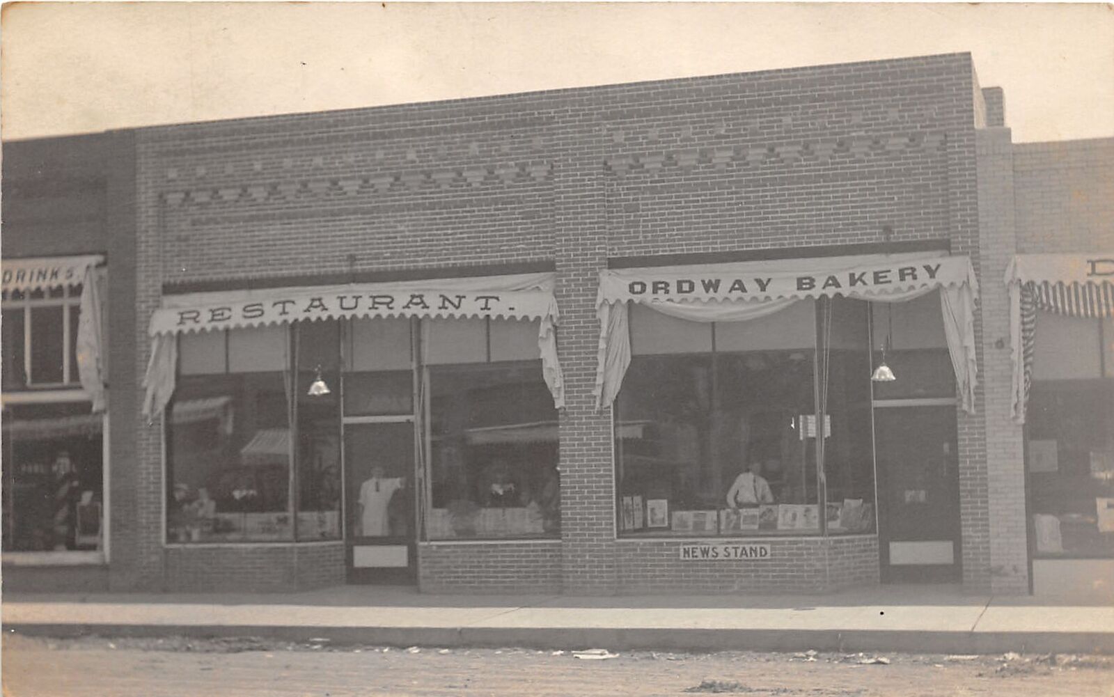 J38/ Ordway Colorado RPPC Postcard c1910 Restaurant and Bakery Store  55