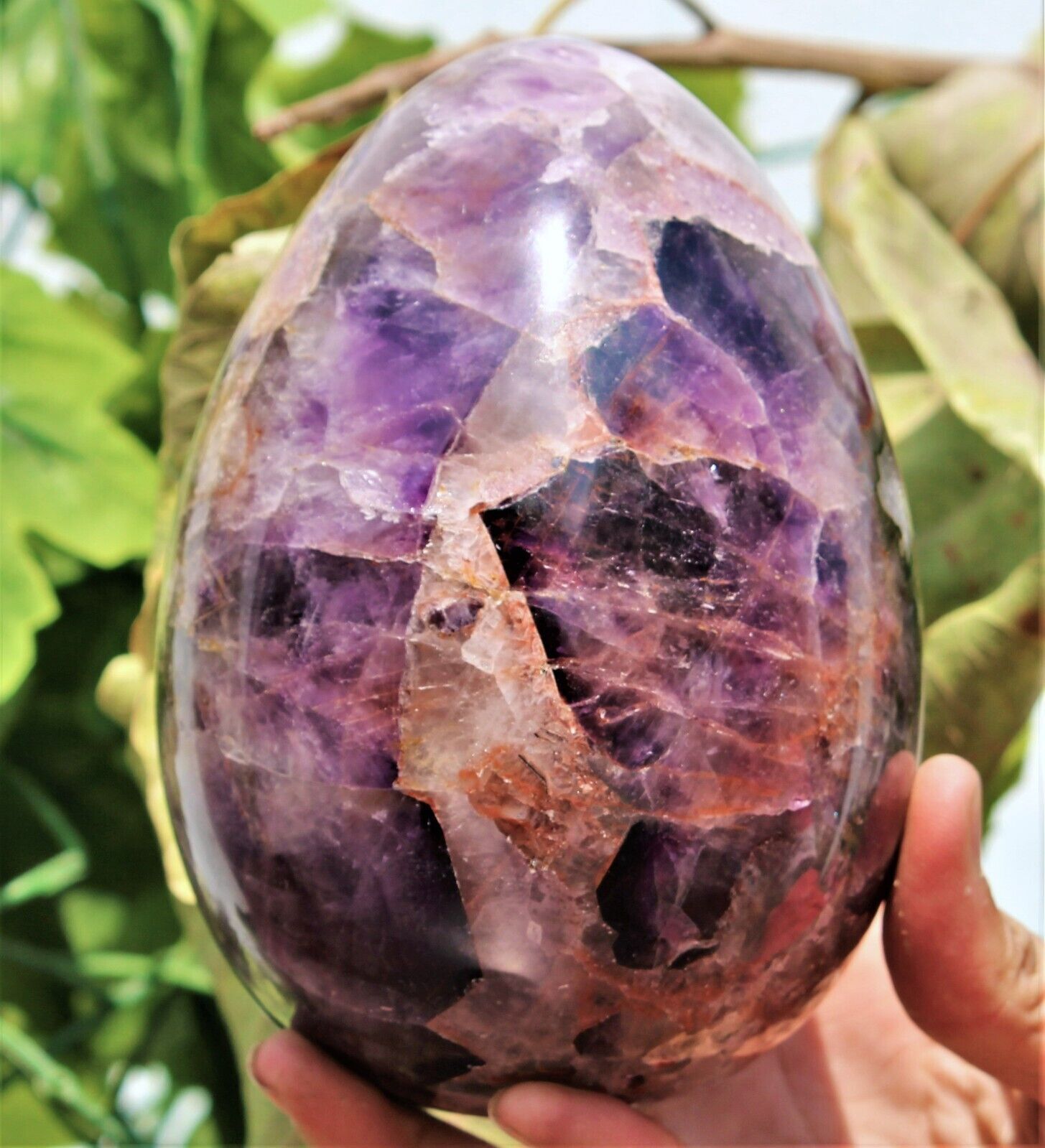 145mm Natural Blue Dream Amethyst Crystal Quartz Healing Energy Reiki Stone Egg