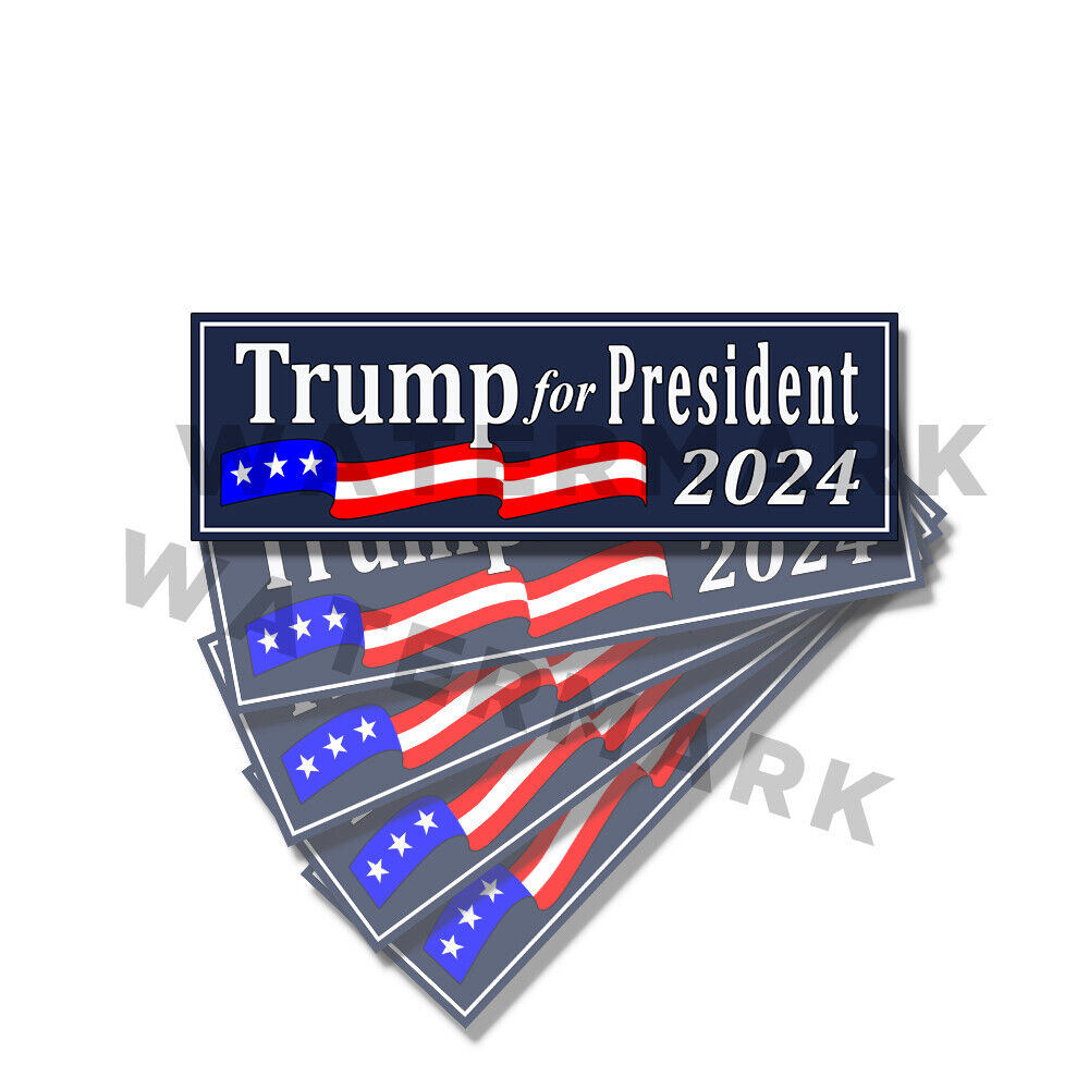 TRUMP for President 2024 MAGA Trump Stickers 5 Pack 9x3 D& BLUE