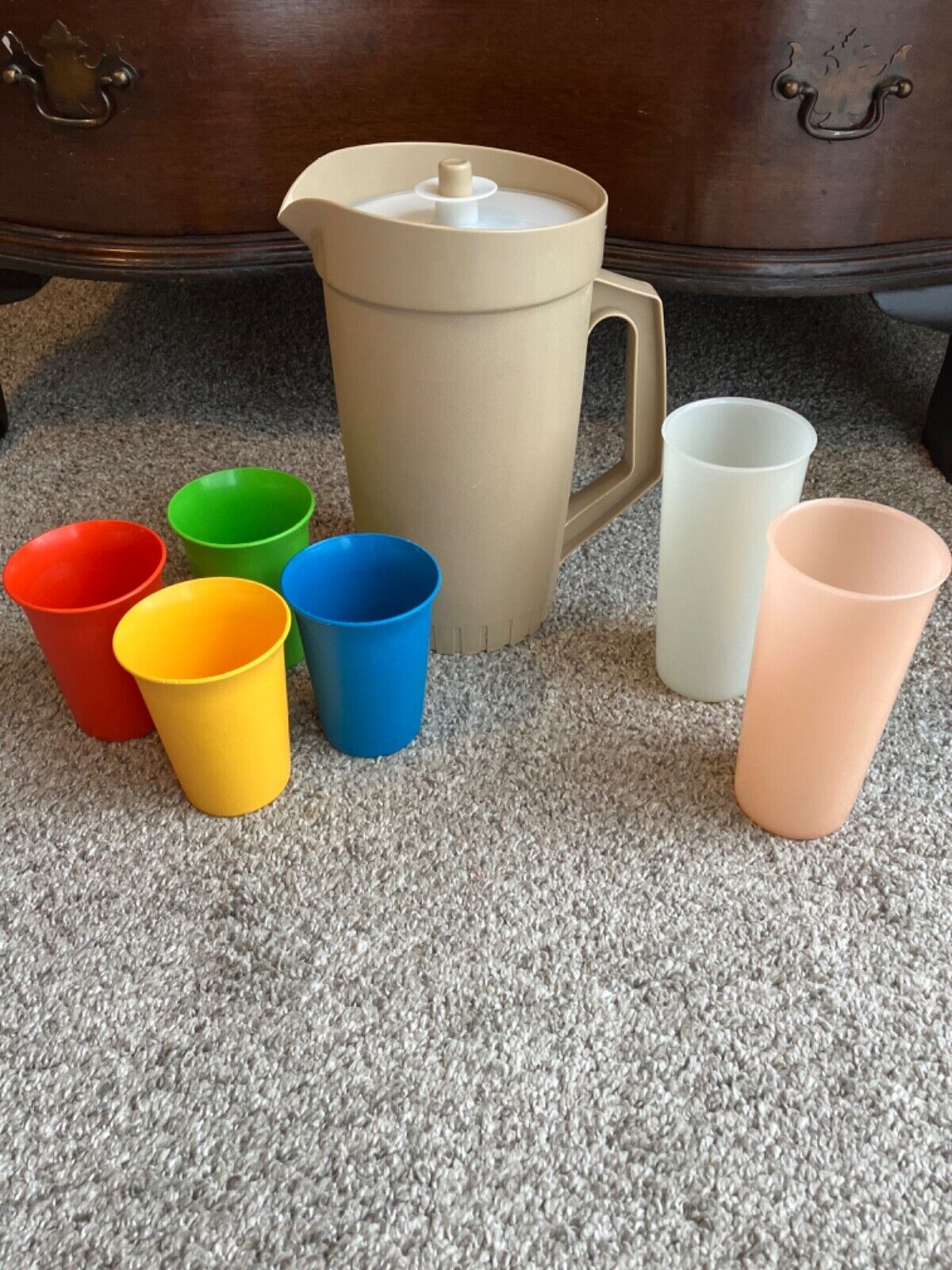 vintage Tupperware Pitcher and Cups Lot