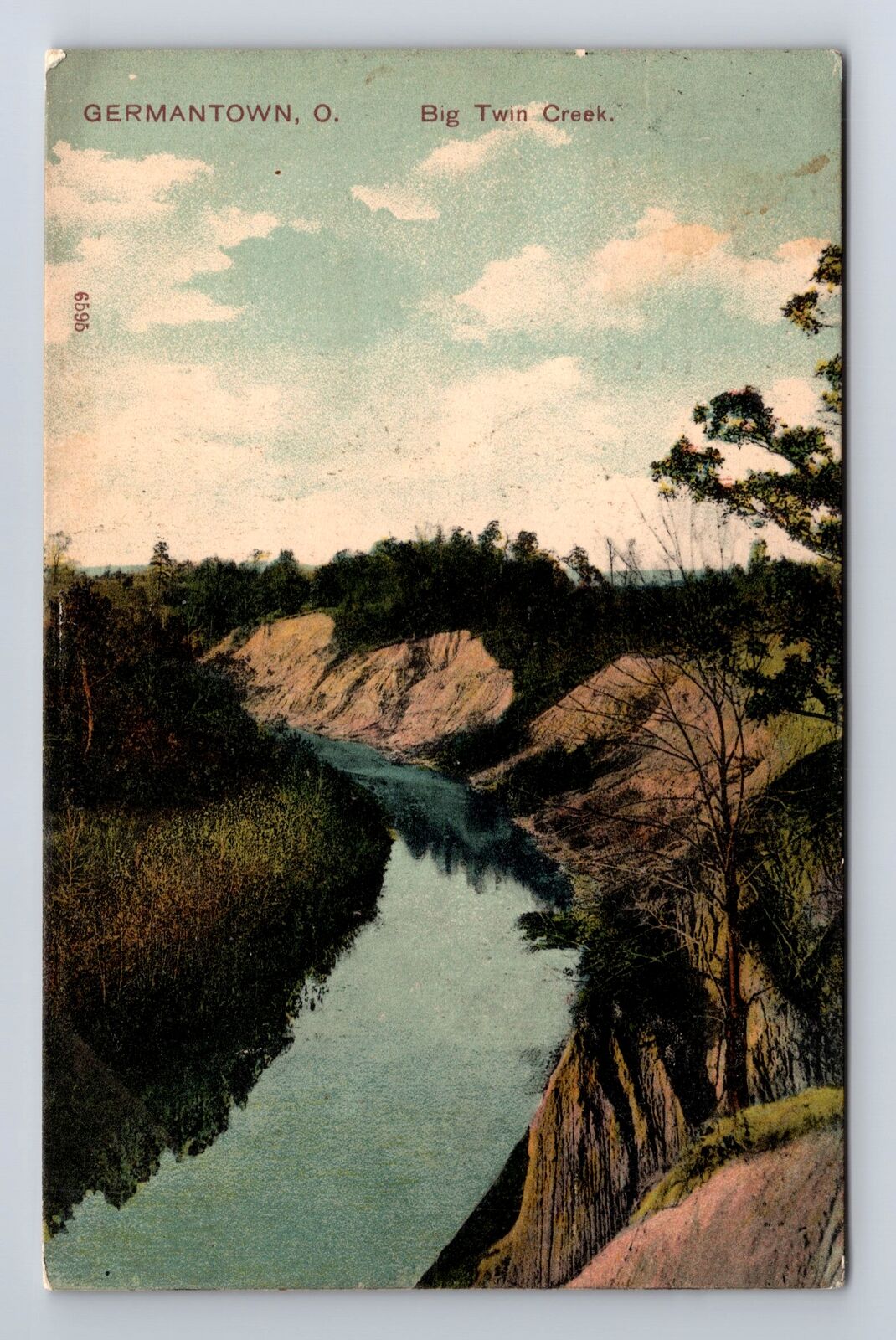 Germantown OH-Ohio, Big Twin Creek, Antique Souvenir Vintage c1908 Postcard