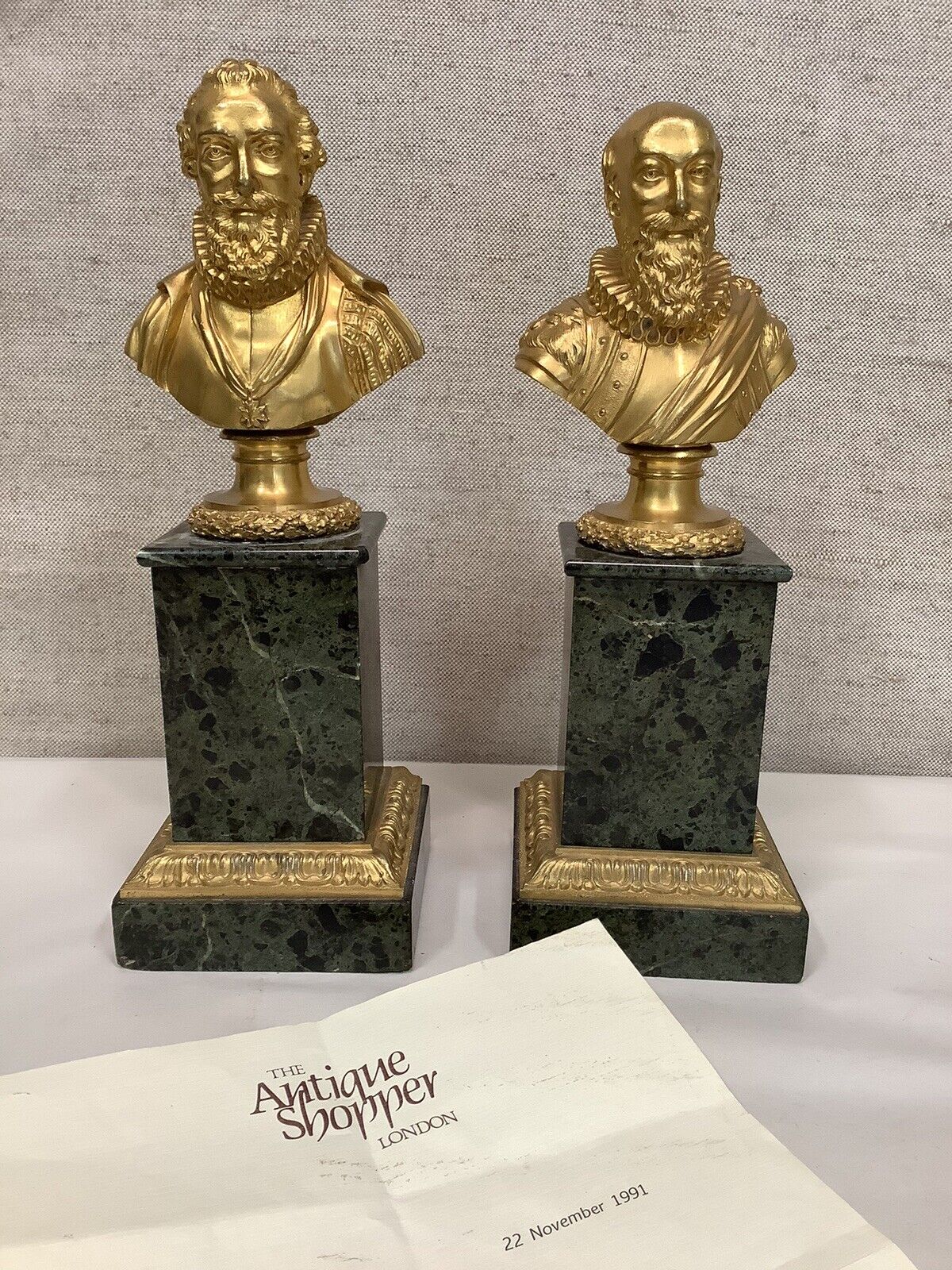 Vtg 🌟 French bronze bust Pair Of Henri IV & Sully, Heavy On Marble Bookends
