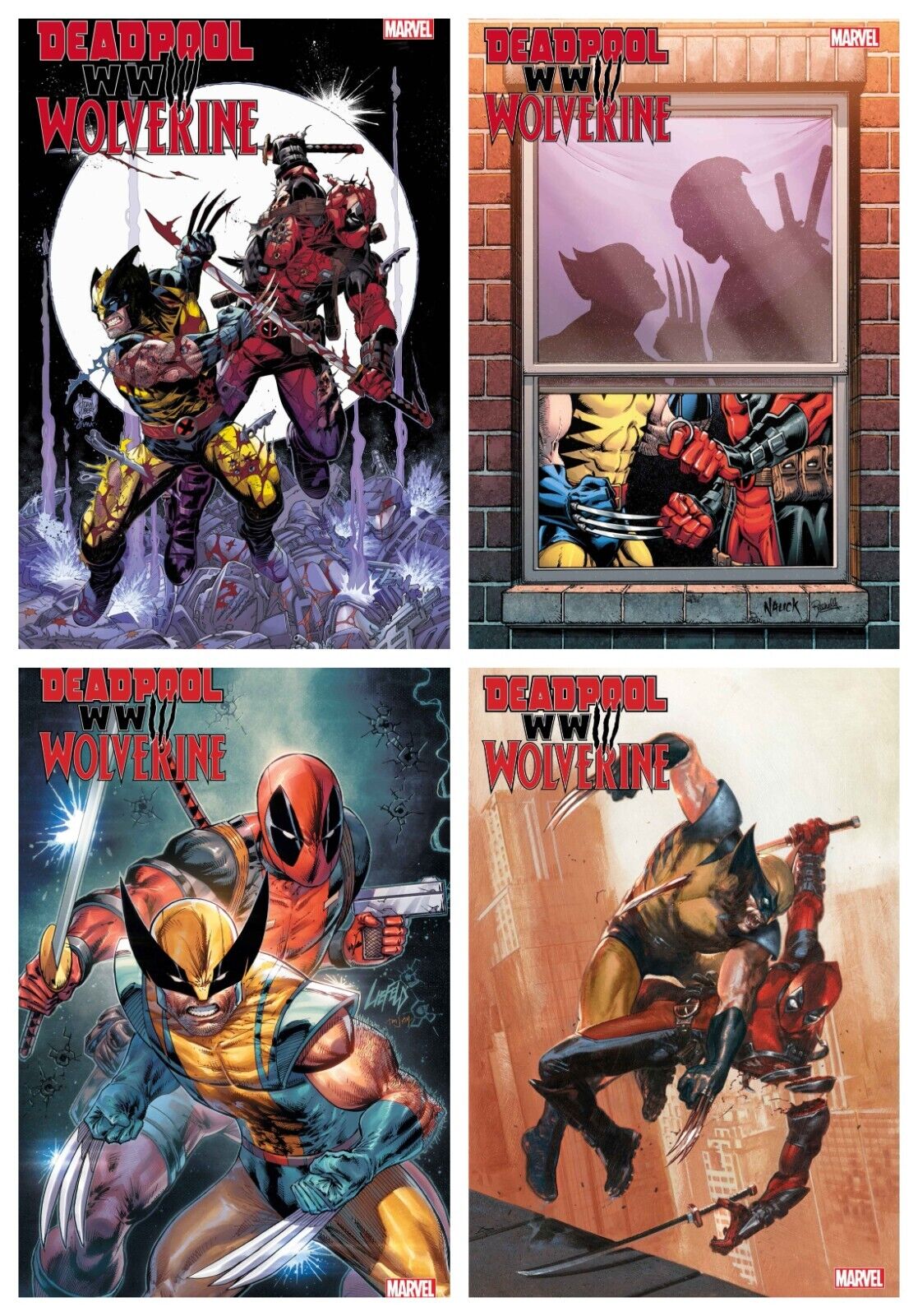 Deadpool Wolverine WWIII #1 4 COVER SET SHIPS 5/1 LIEFELD RAW 