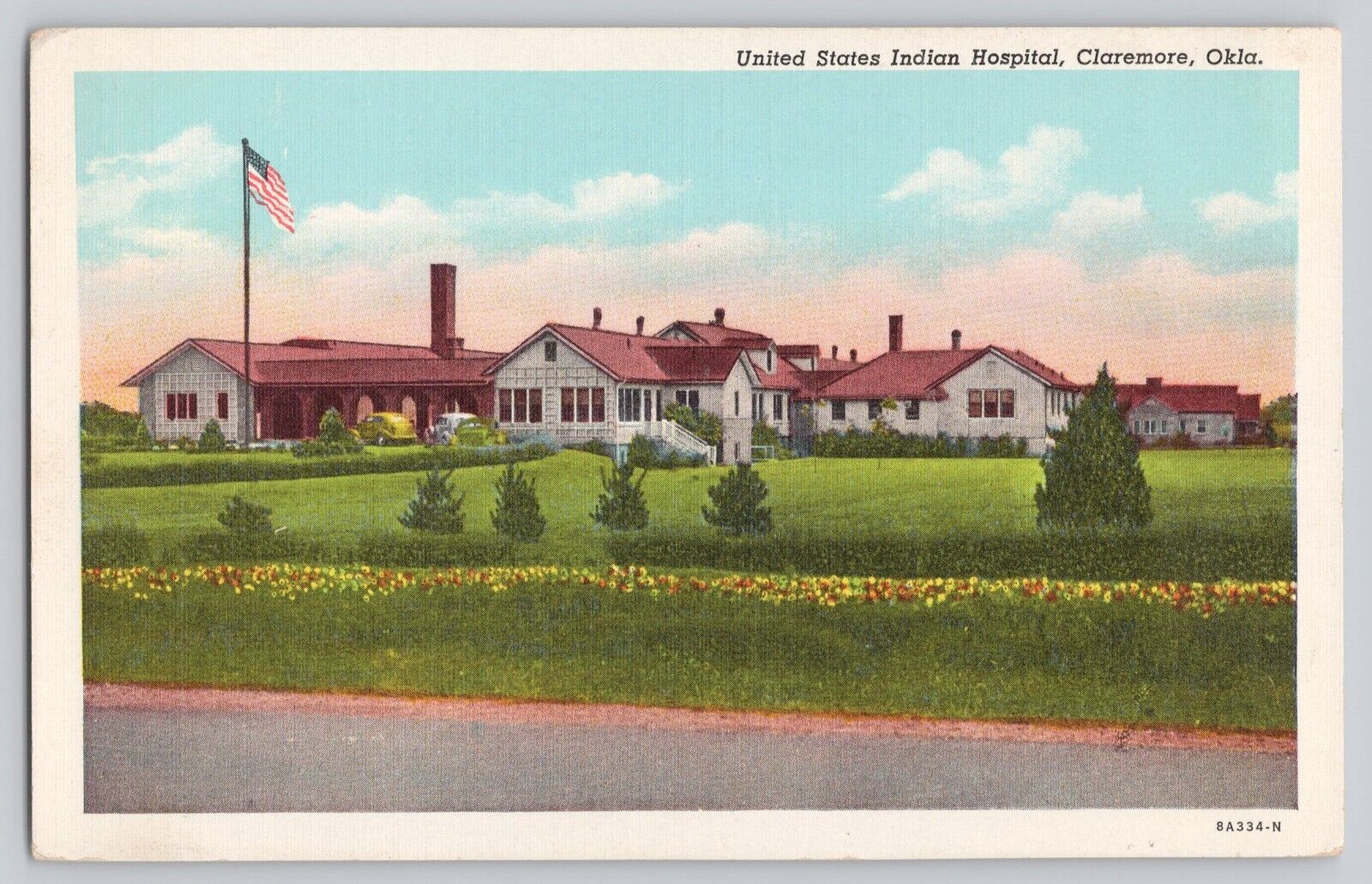 Postcard OK Claremore United States Indian Hospital Native American Linen PC1.73