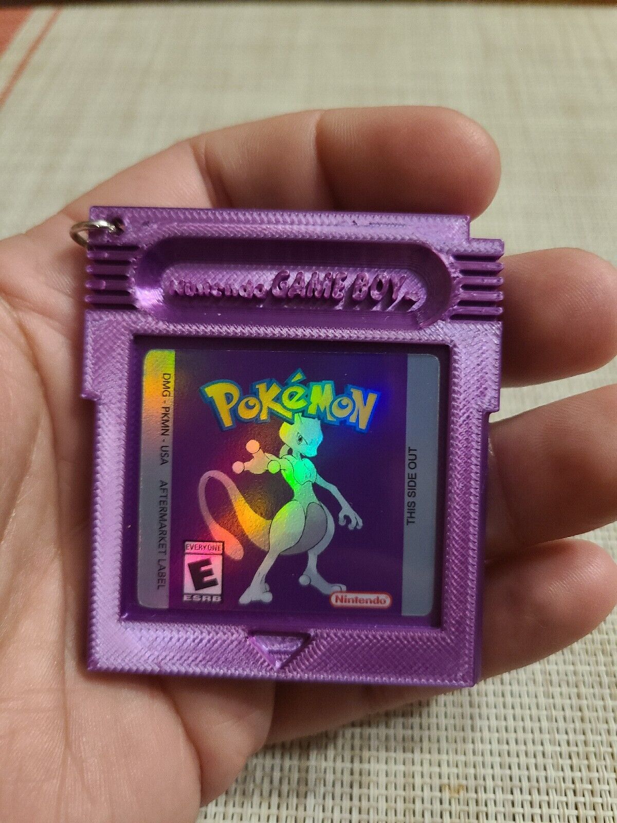 Pokémon Purple Mewtwo keychain Gameboy Nintendo cartridge Pikachu retro anime